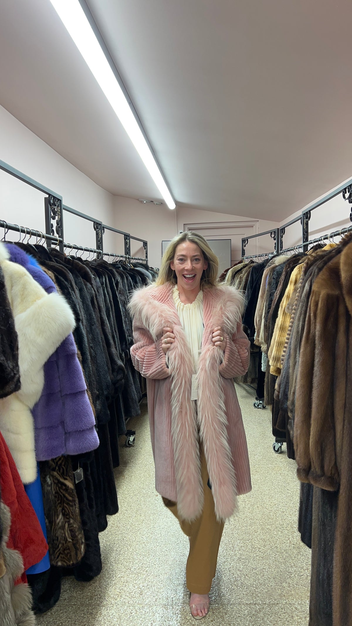 Zuki Sheared Beaver & Feathered Fox Fur Coat