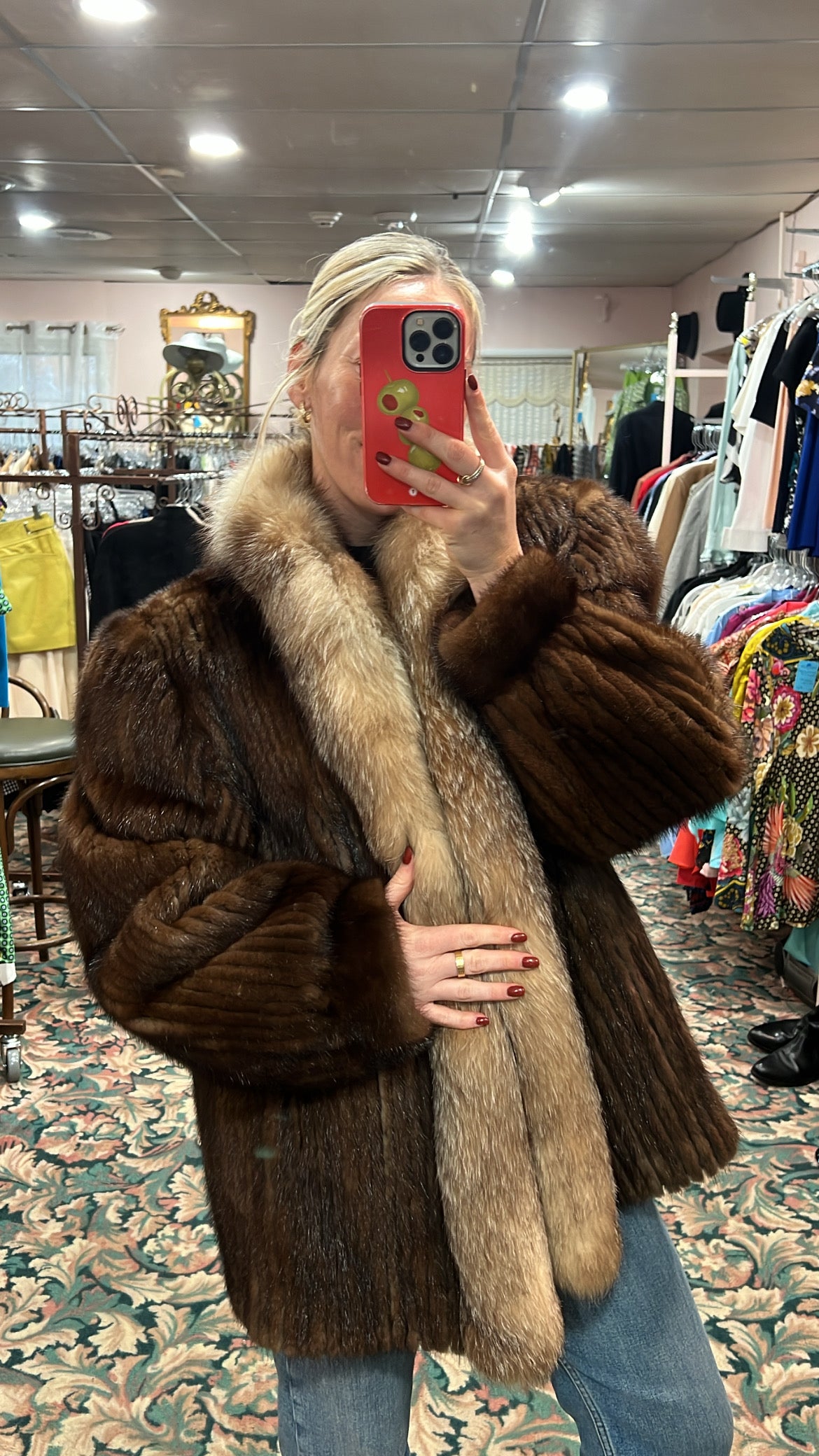 Mink and Crystal Fox Fur Jacket