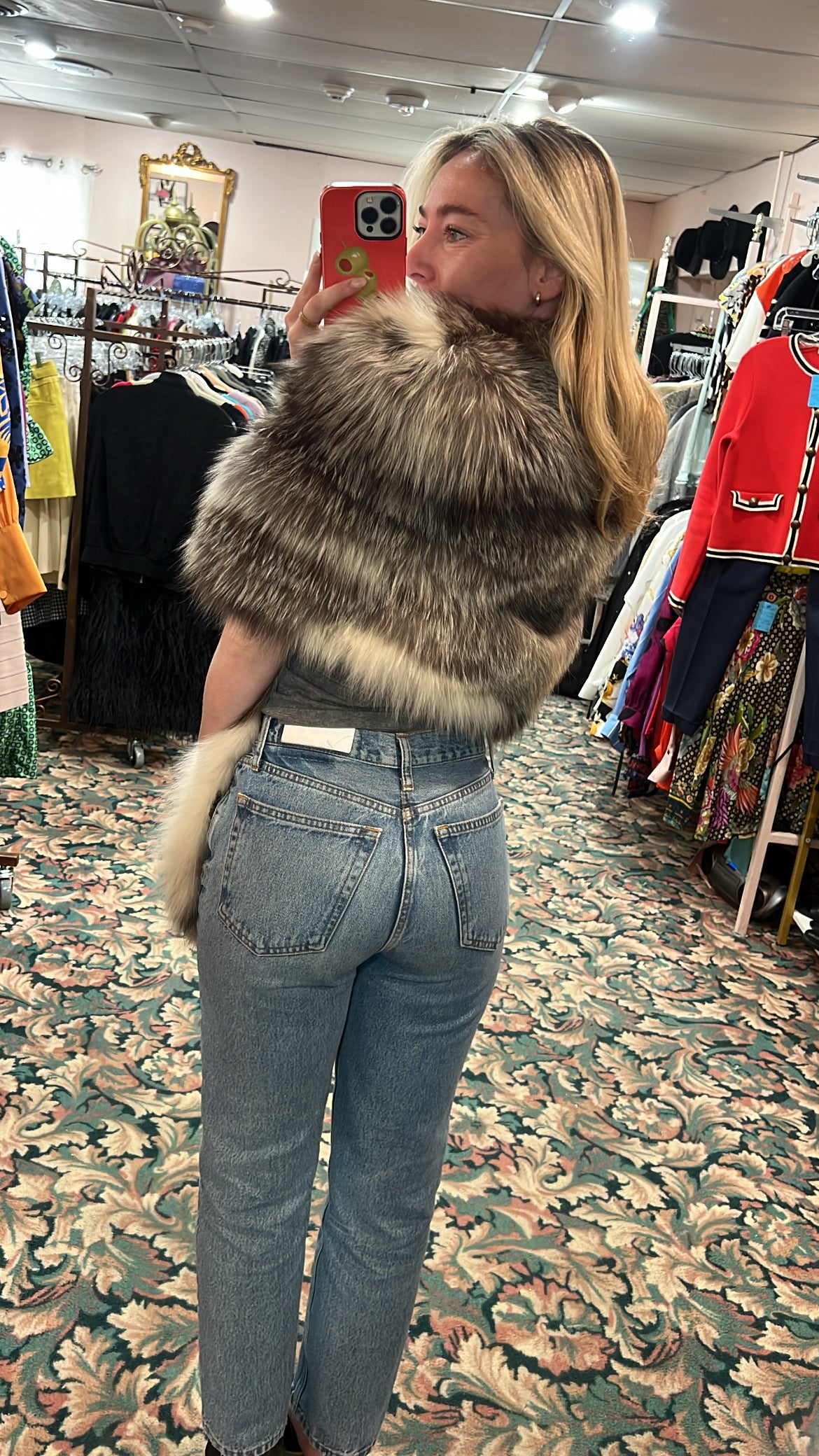 Silver Fox Cropped Fur Jacket