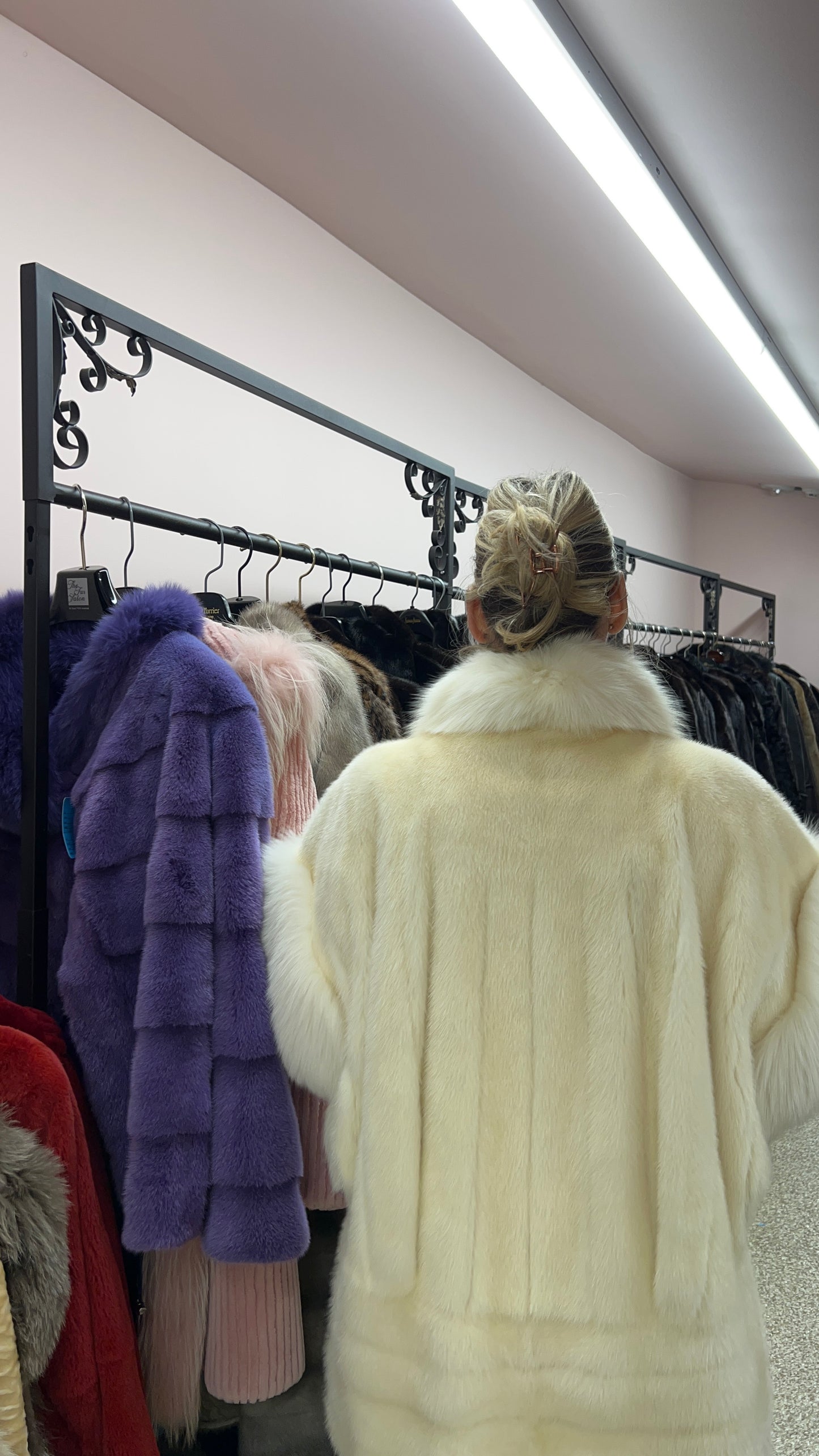 Ivory Mink Cape Vest with White Fox Fur Trim