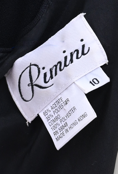 Vintage Rimini Black Cocktail Dress with Beaded Puff Sleeves