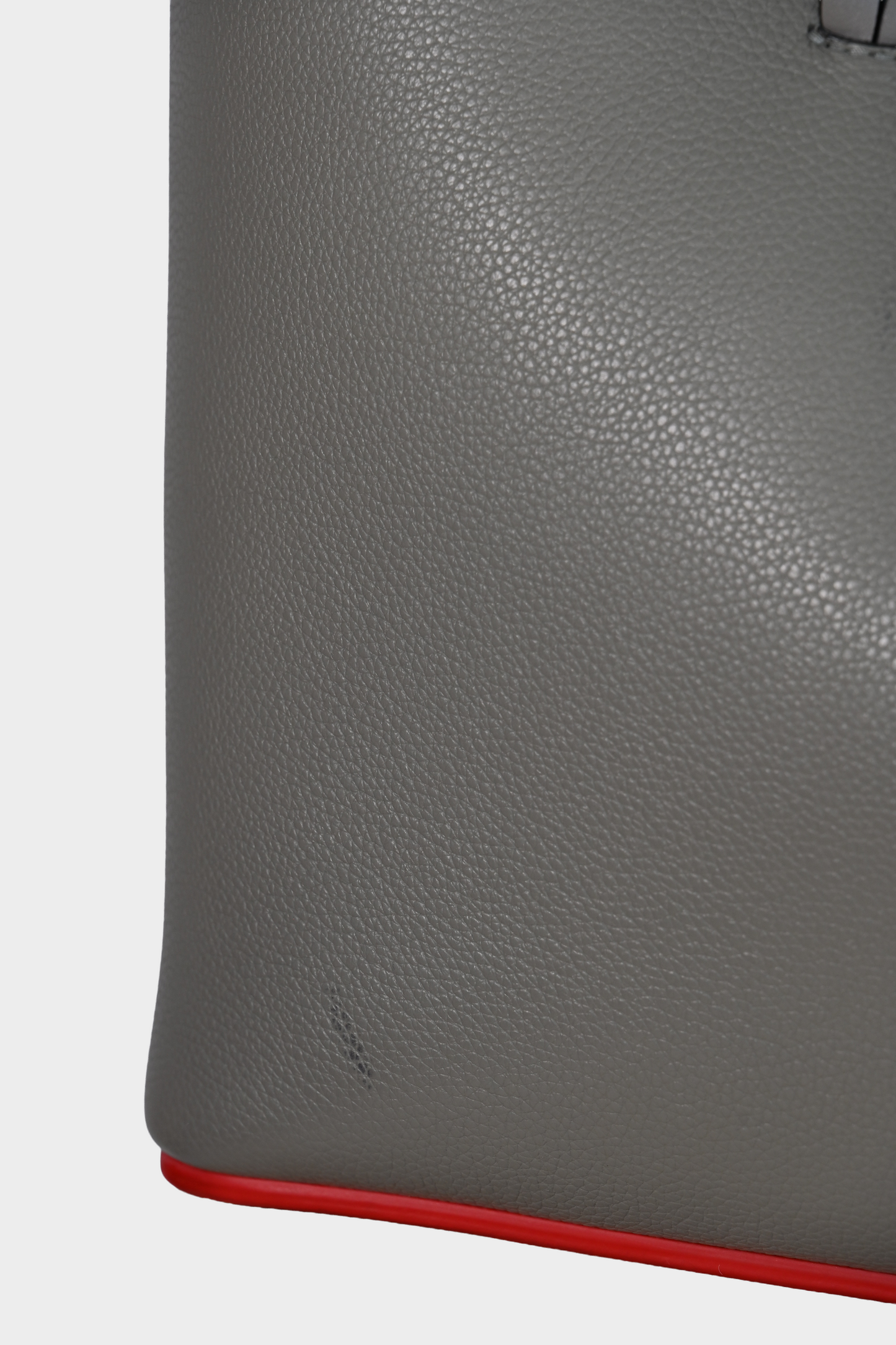 Christian Louboutin Cabata Small Gray Calf Leather Studded Tote Bag with Pouch