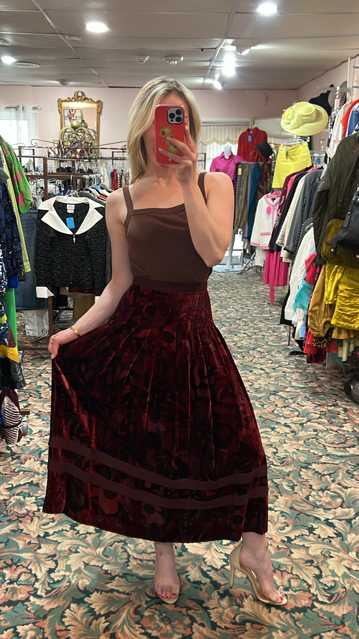 Marc Jacobs Burgundy Velvet Midi Skirt NWT