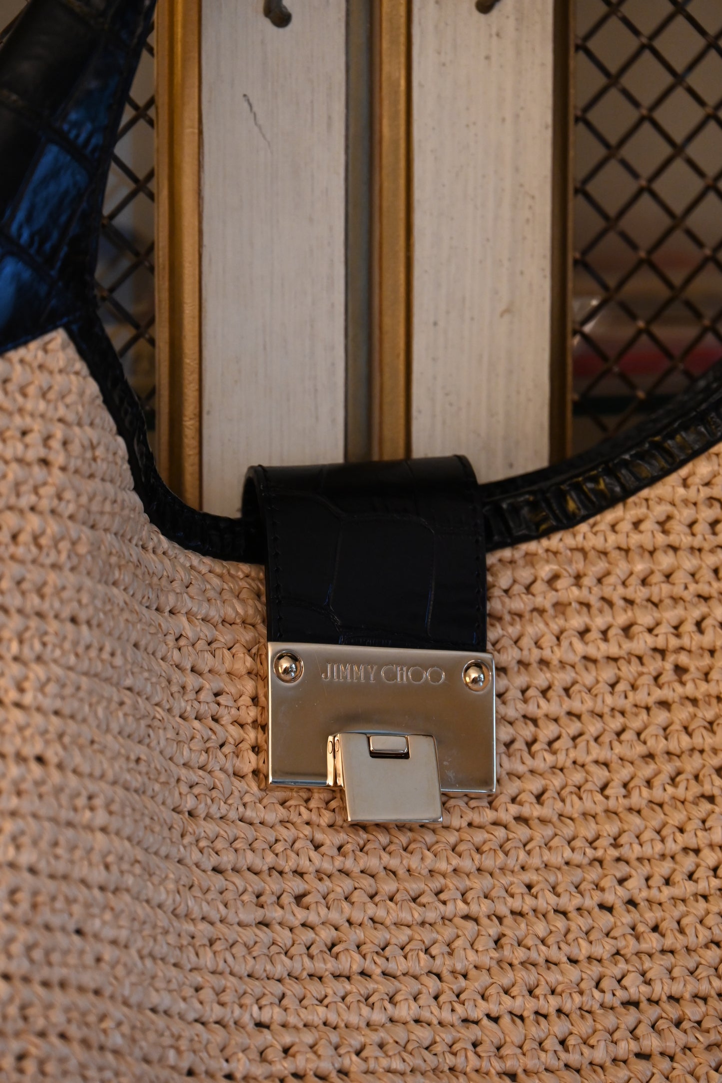 Jimmy Choo Raffia Hobo Shoulder Bag