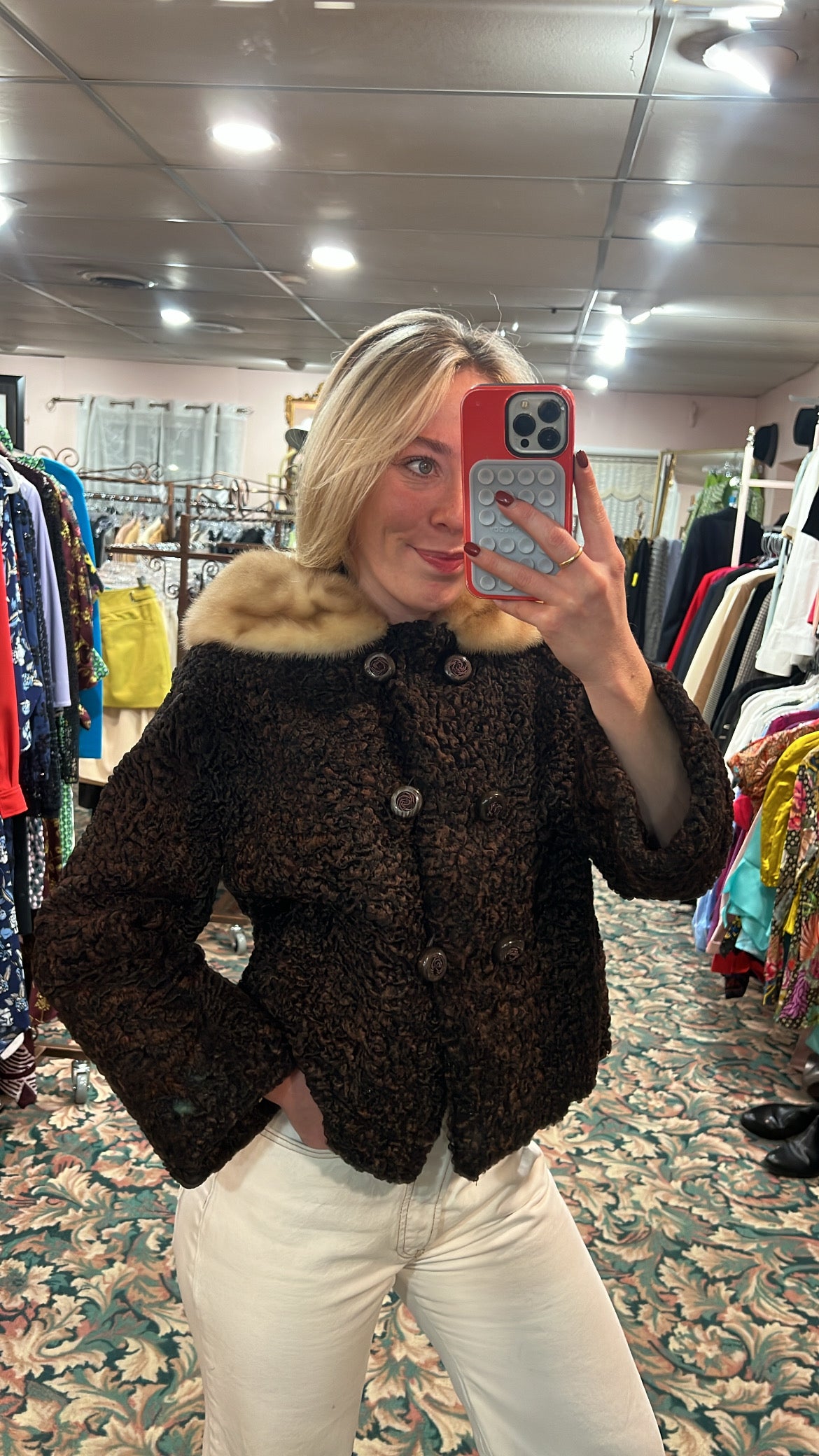 Broadtail Lamb Jacket with Mink Trim