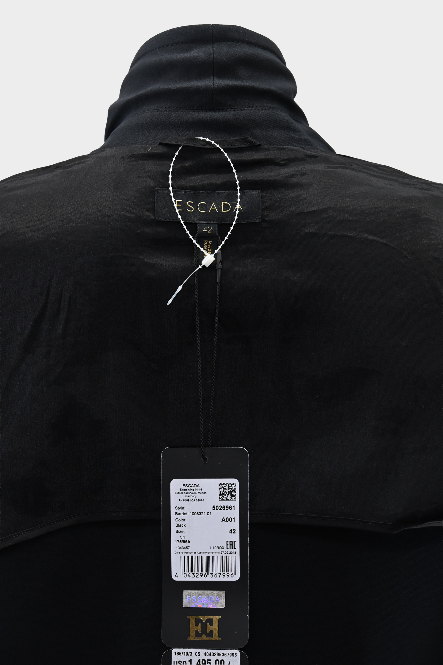 Escada Black Laser-Cut Sleeve Jacket NWT