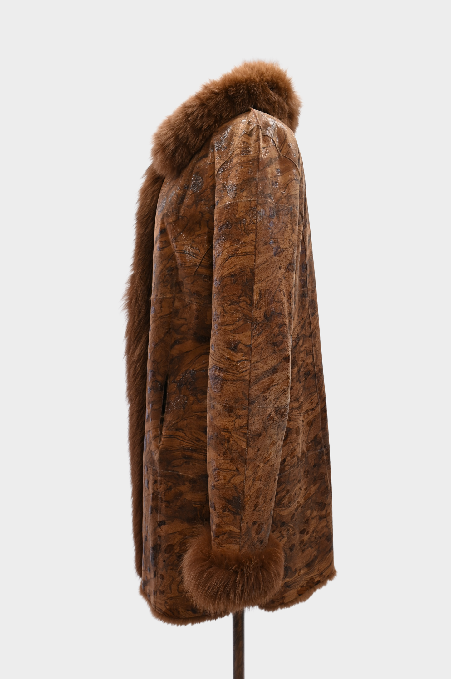 Reversible Fur Jacket with Fur Trim
