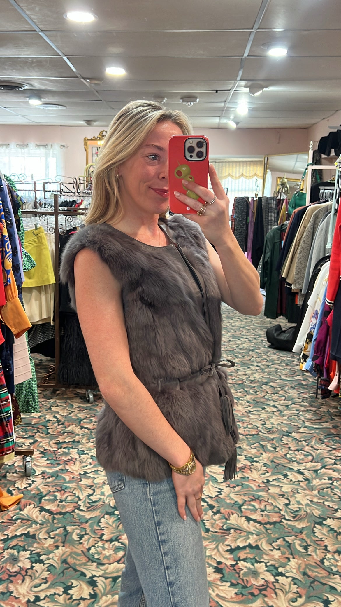 Rabbit Fur & Leather Vest