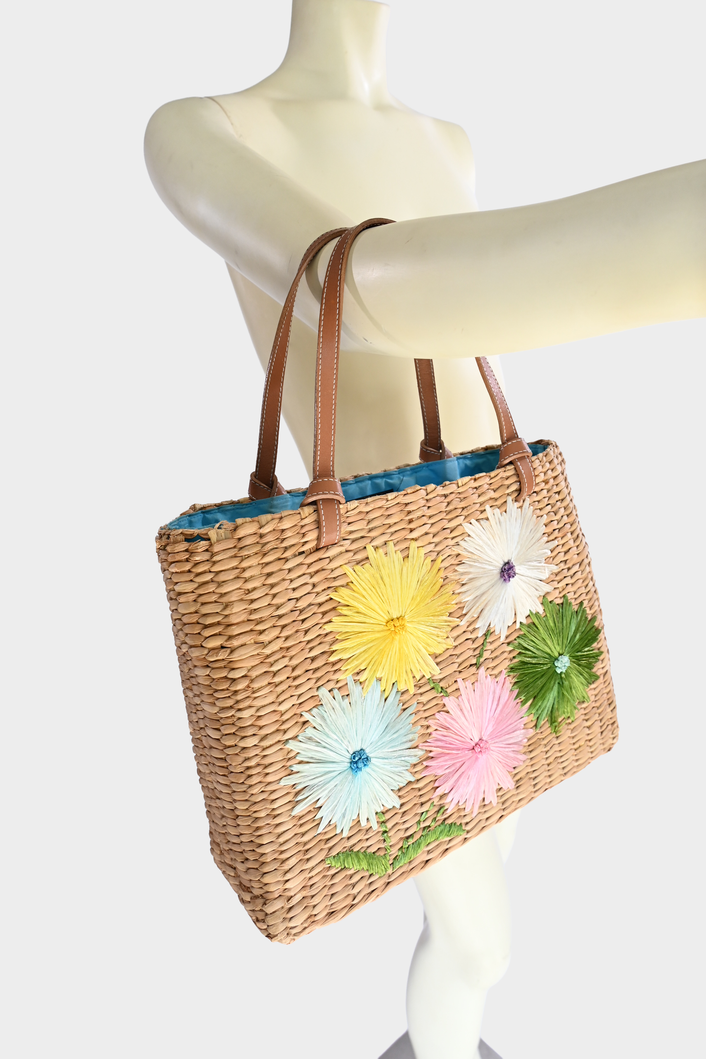 Kate Spade New York Floral Straw Tote Bag