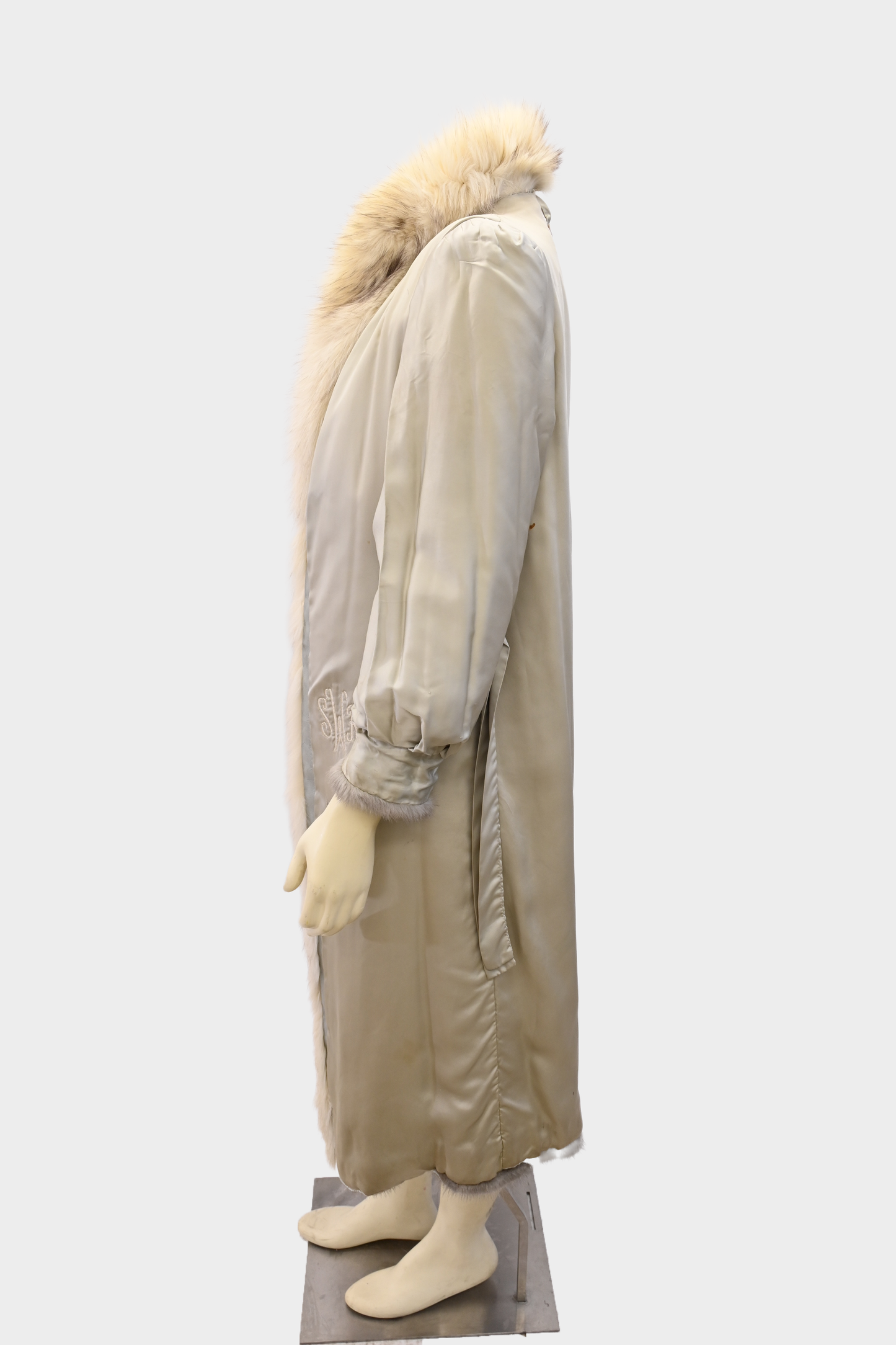 Sapphire Full Length Mink Coat with Fox Fur Tuxedo Trim