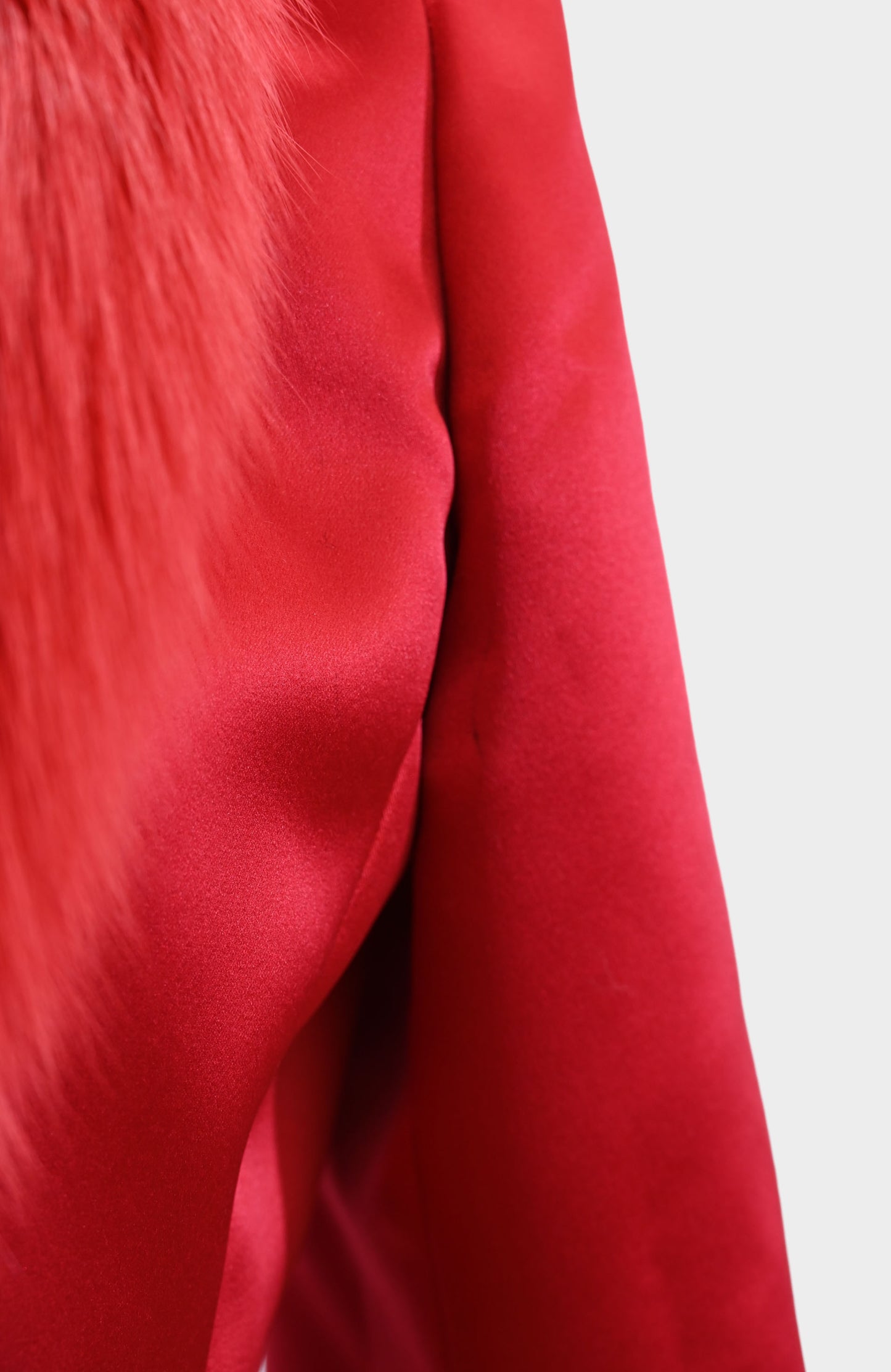 Satin Blazer with Fox Fur Trim