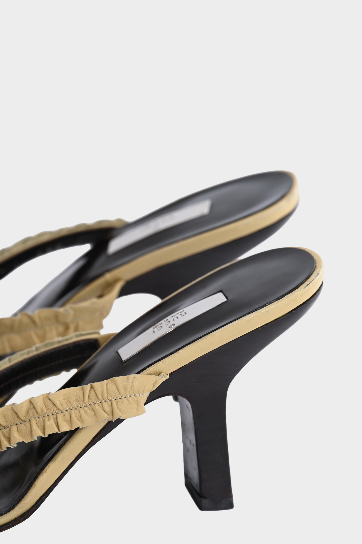 Gucci Ruched Leather Slide Sandals Size 36.5