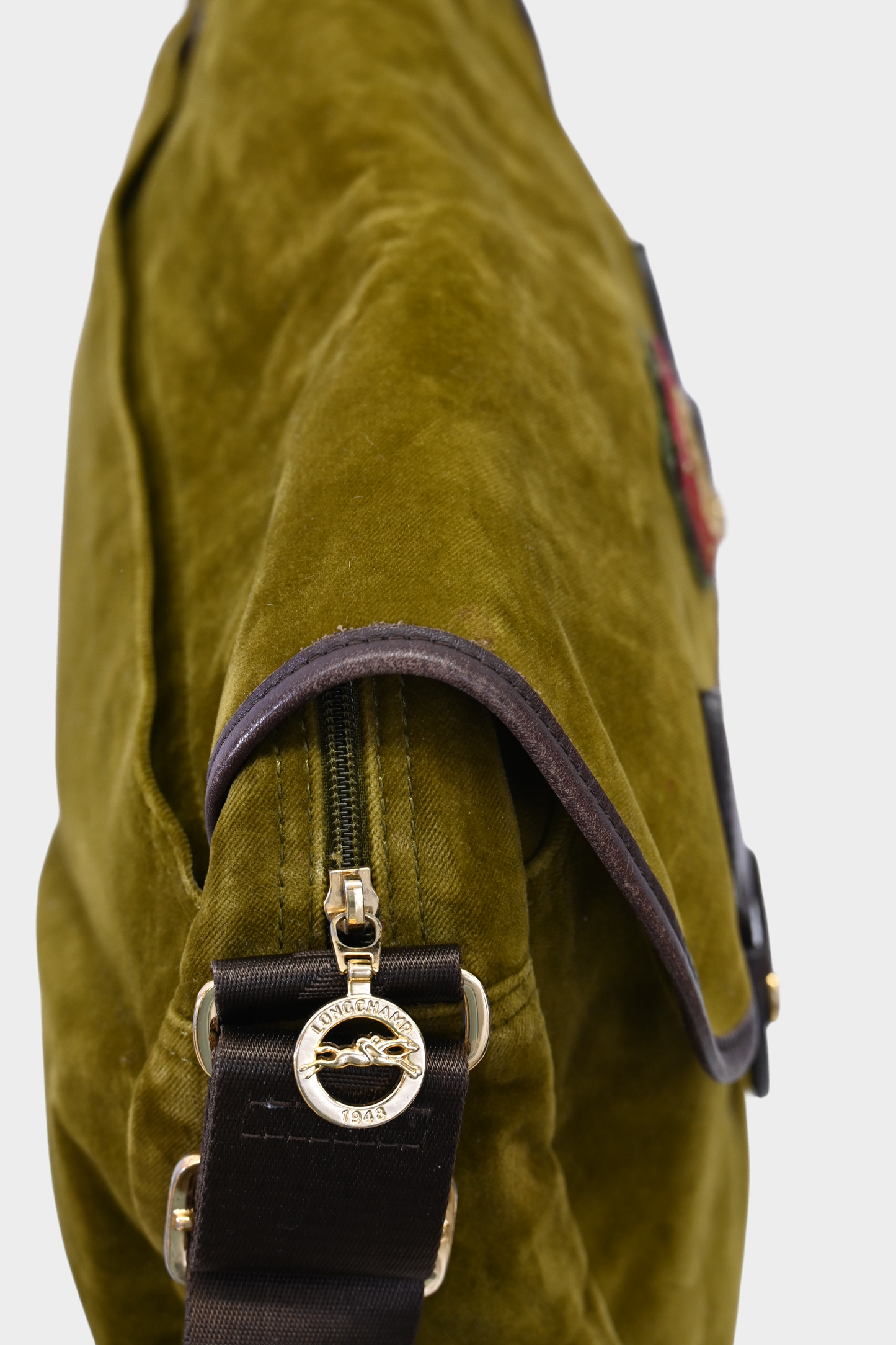 Rare Longchamp Velvet Messenger Bag