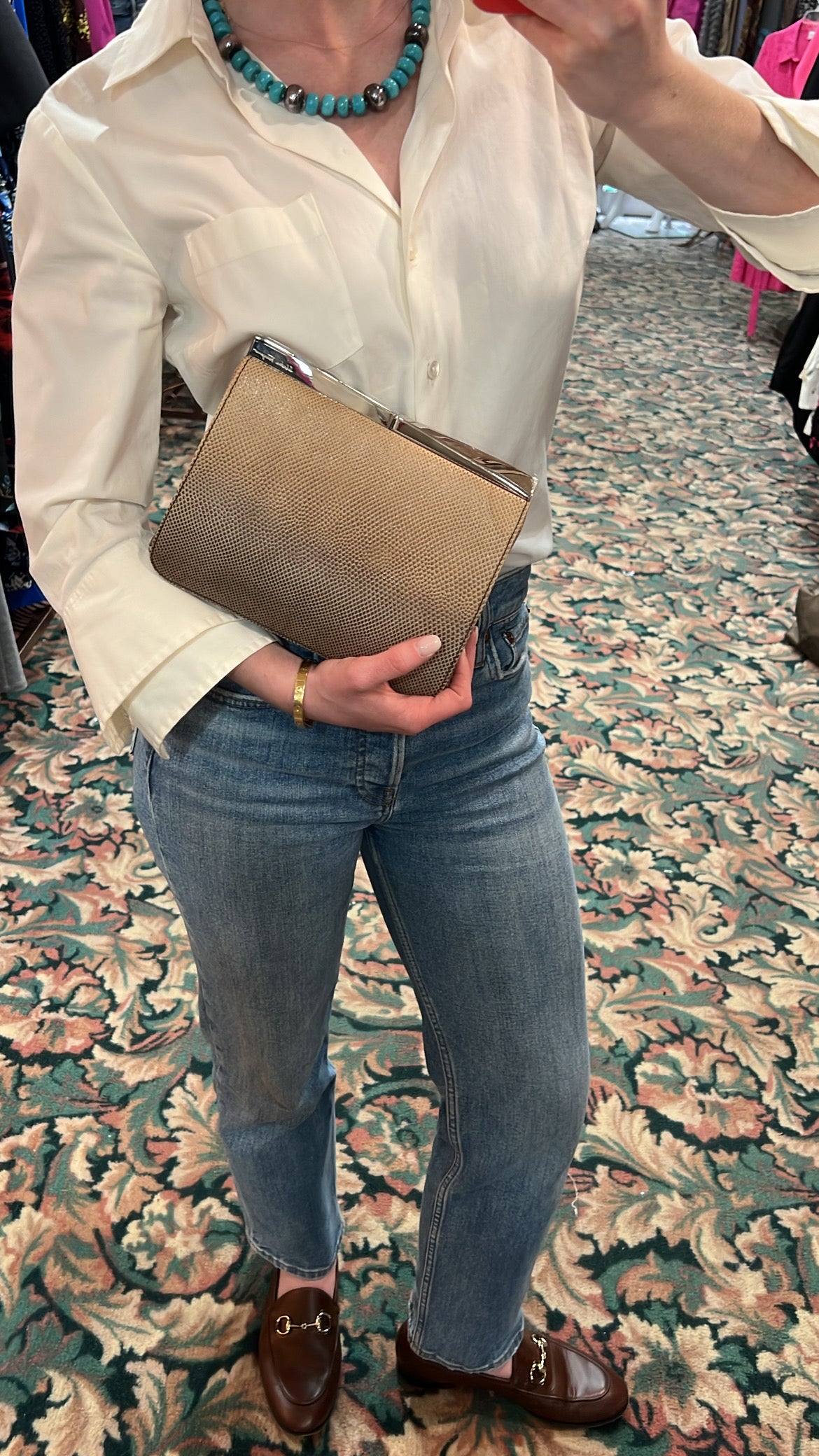 Salvatore Ferragamo Lizard Clutch Crossbody Bag Vintage