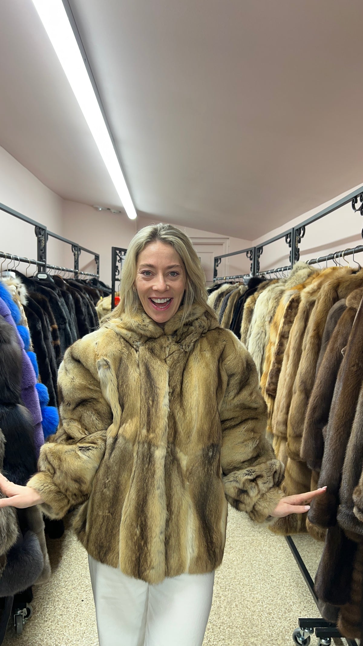 Vintage Fur Jacket with Detachable Hood