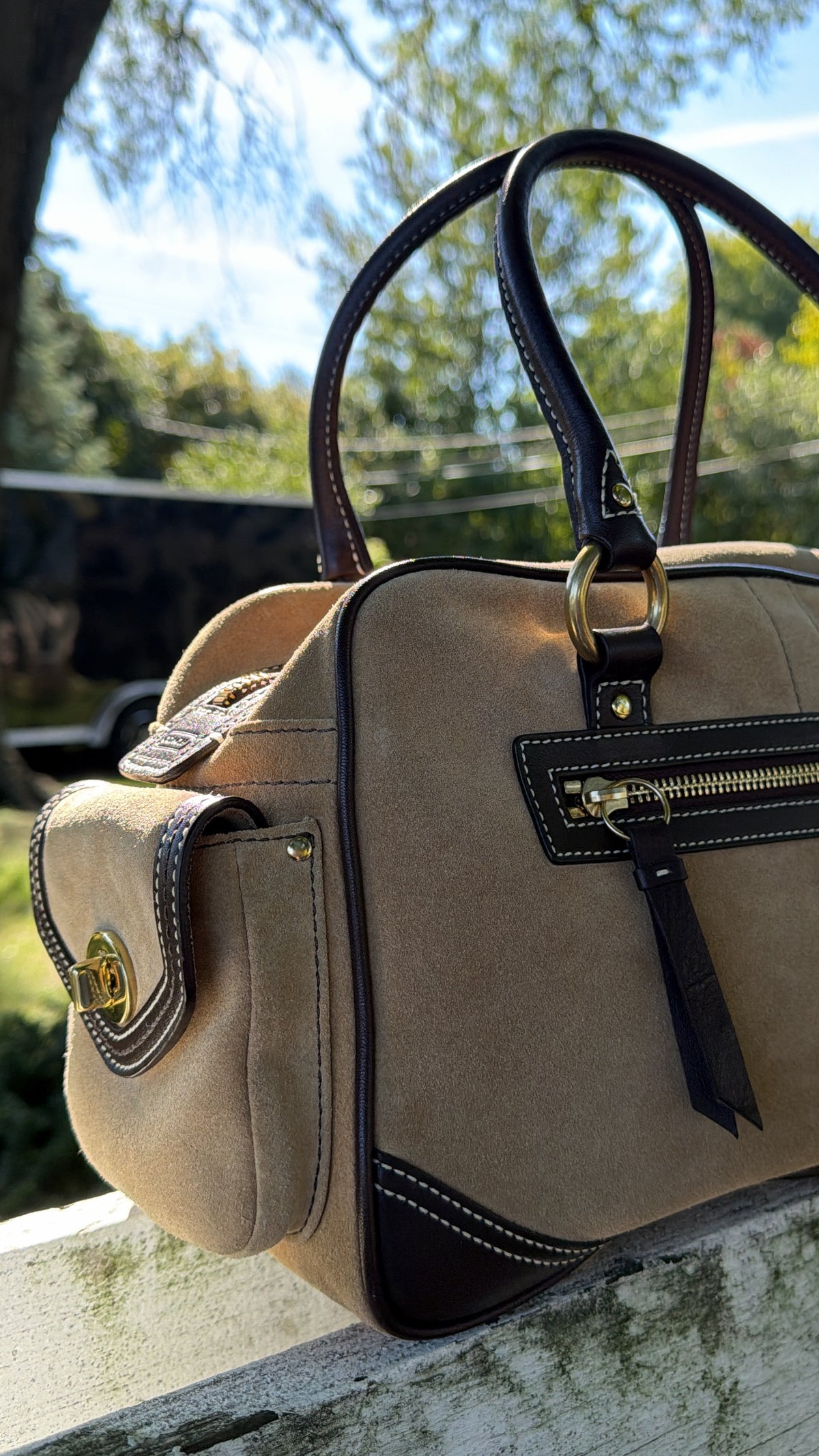 Vintage Coach Daphne Legacy Suede & Leather Satchel Bag 3681