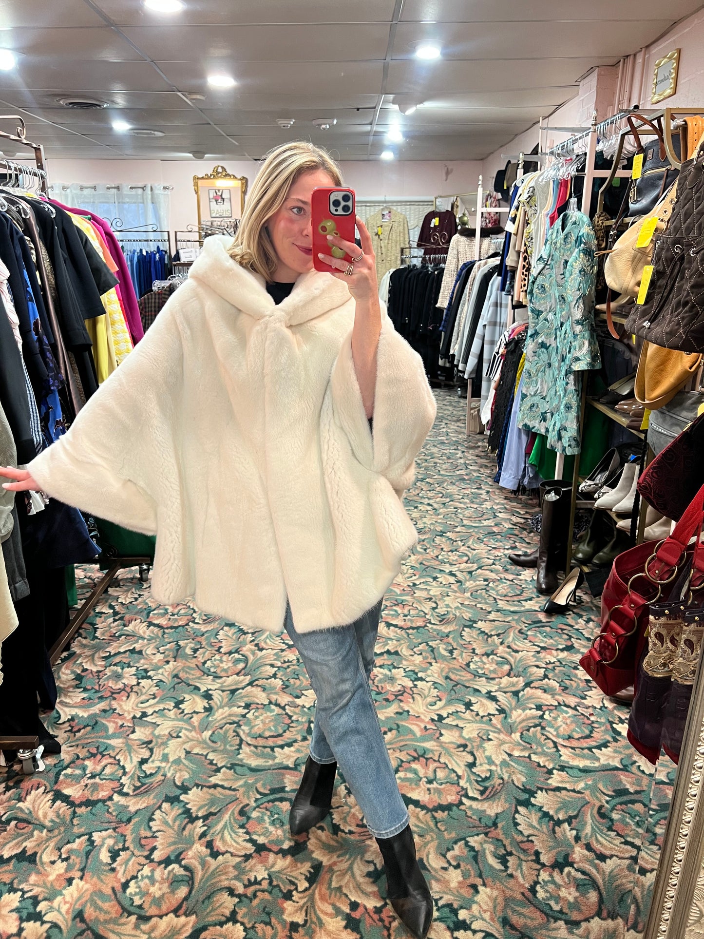 American Legend White Mink Cape Poncho