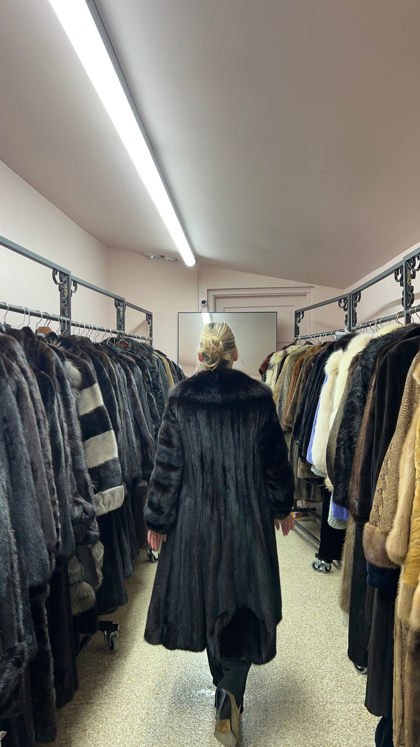 Mink Full Length Coat with Fox Fur Collar