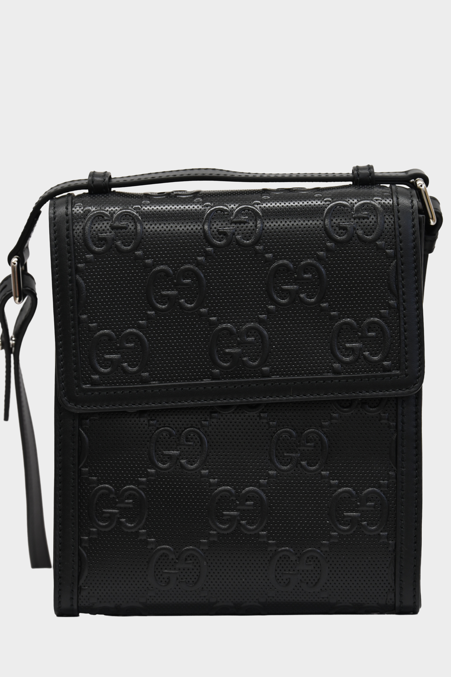 Gucci GG Embossed Perforated Leather Crossbody