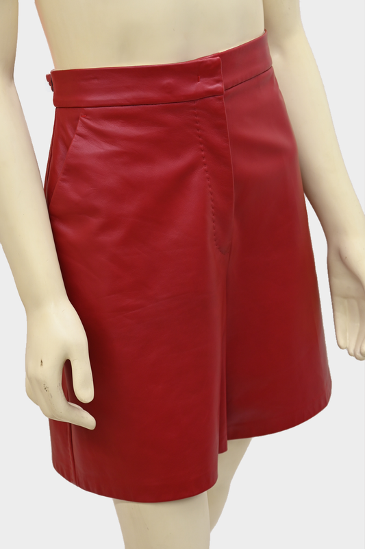 Max Mara 'Lacuna' Lamb Leather Bermuda Shorts