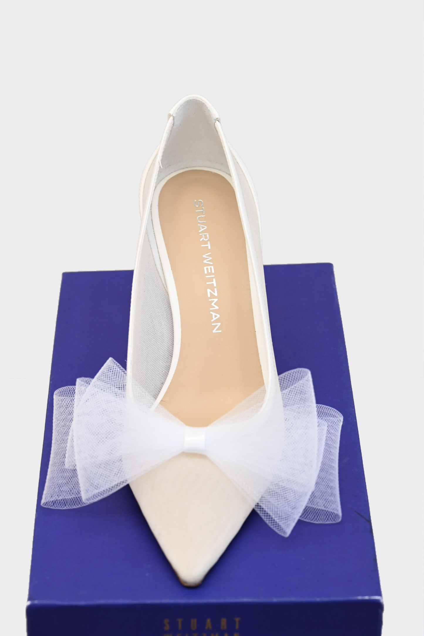 Stuart Weitzman White Tulle Bow Heels