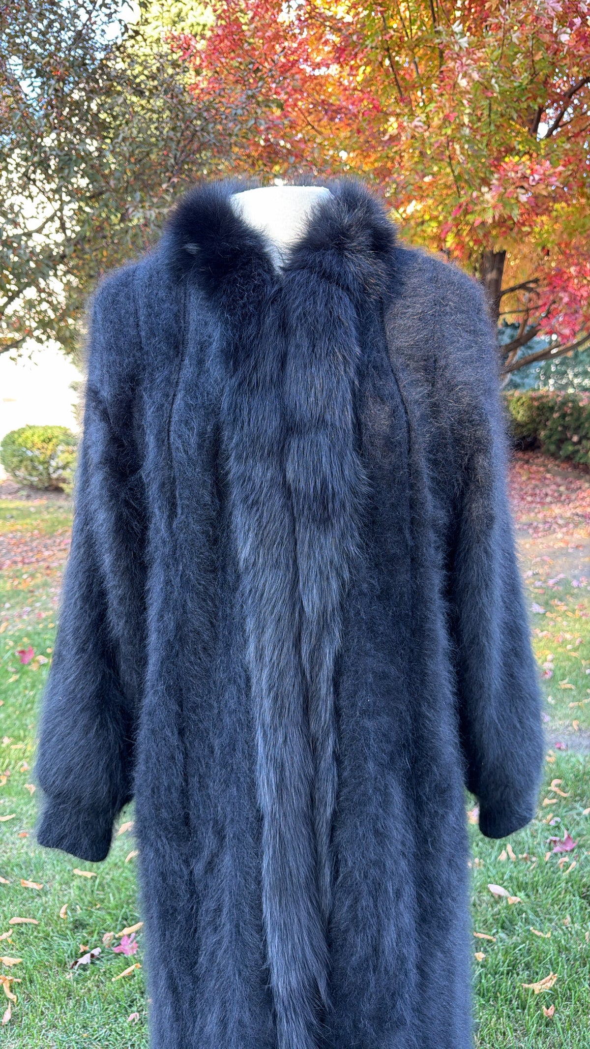 Vintage Angora Coat with Fox Trim