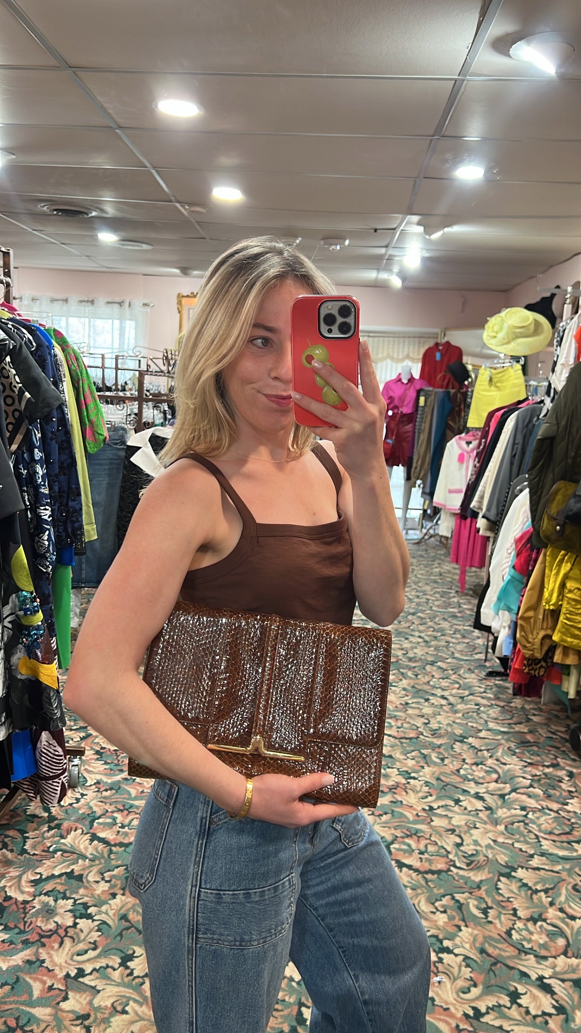 Vintage Genuine Snakeskin Clutch Crossbody