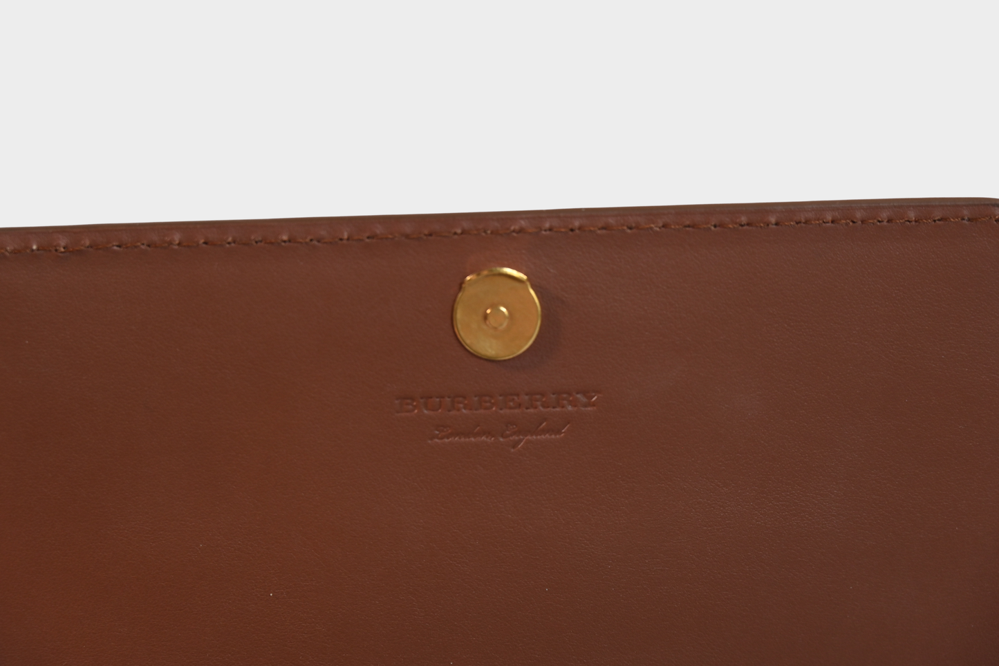 Burberry Brown Pebbled Leather Chain Wallet Crossbody
