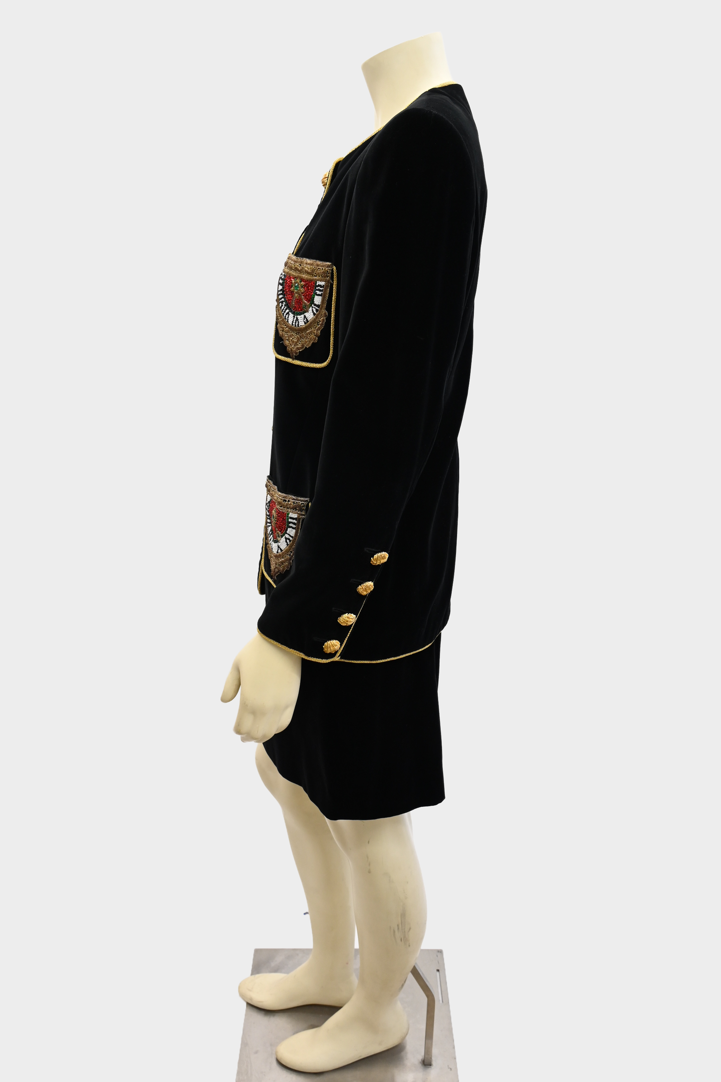 Escada FW 1990 Beaded Velvet 2-Piece Set, Jacket & Skirt