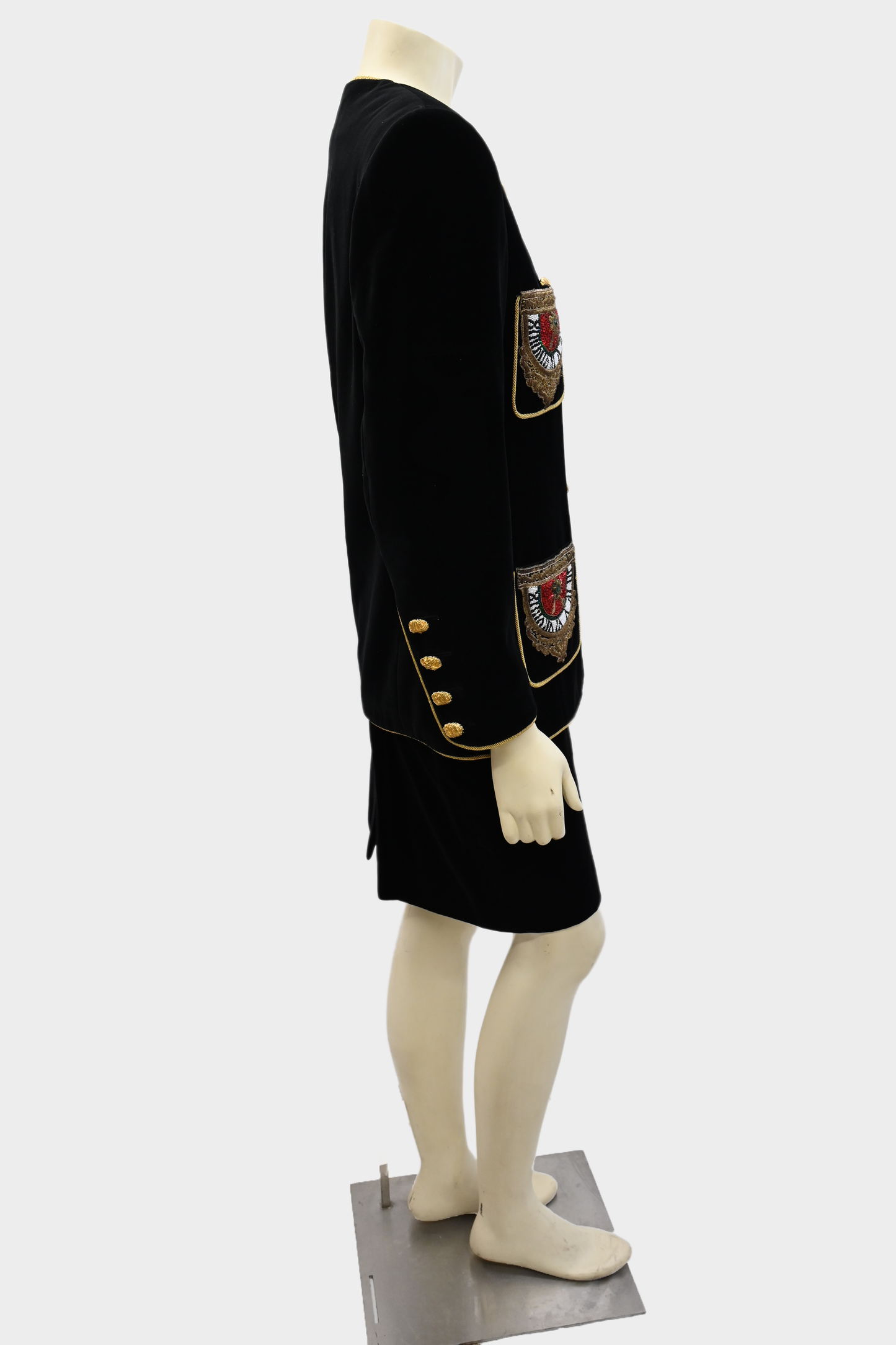 Escada FW 1990 Beaded Velvet 2-Piece Set, Jacket & Skirt