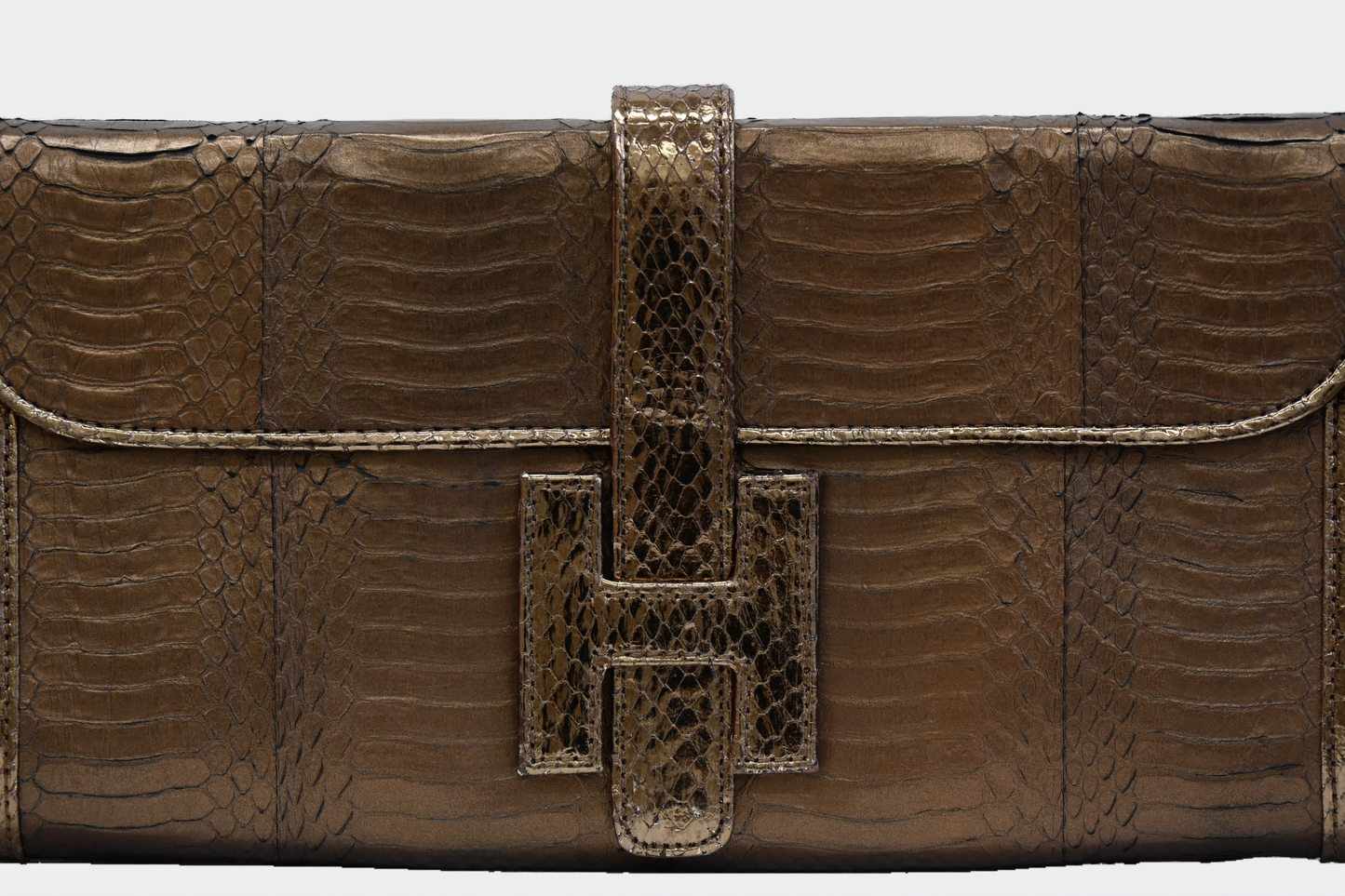 Vintage Metallic Bronze Exotic Snakeskin Clutch
