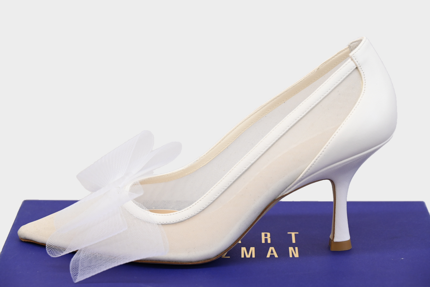 Stuart Weitzman White Tulle Bow Heels