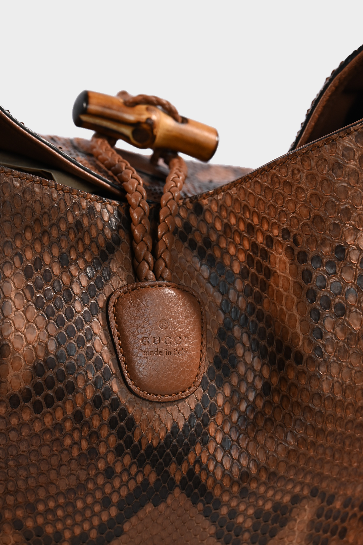 Gucci Python Bamboo Tote Bag