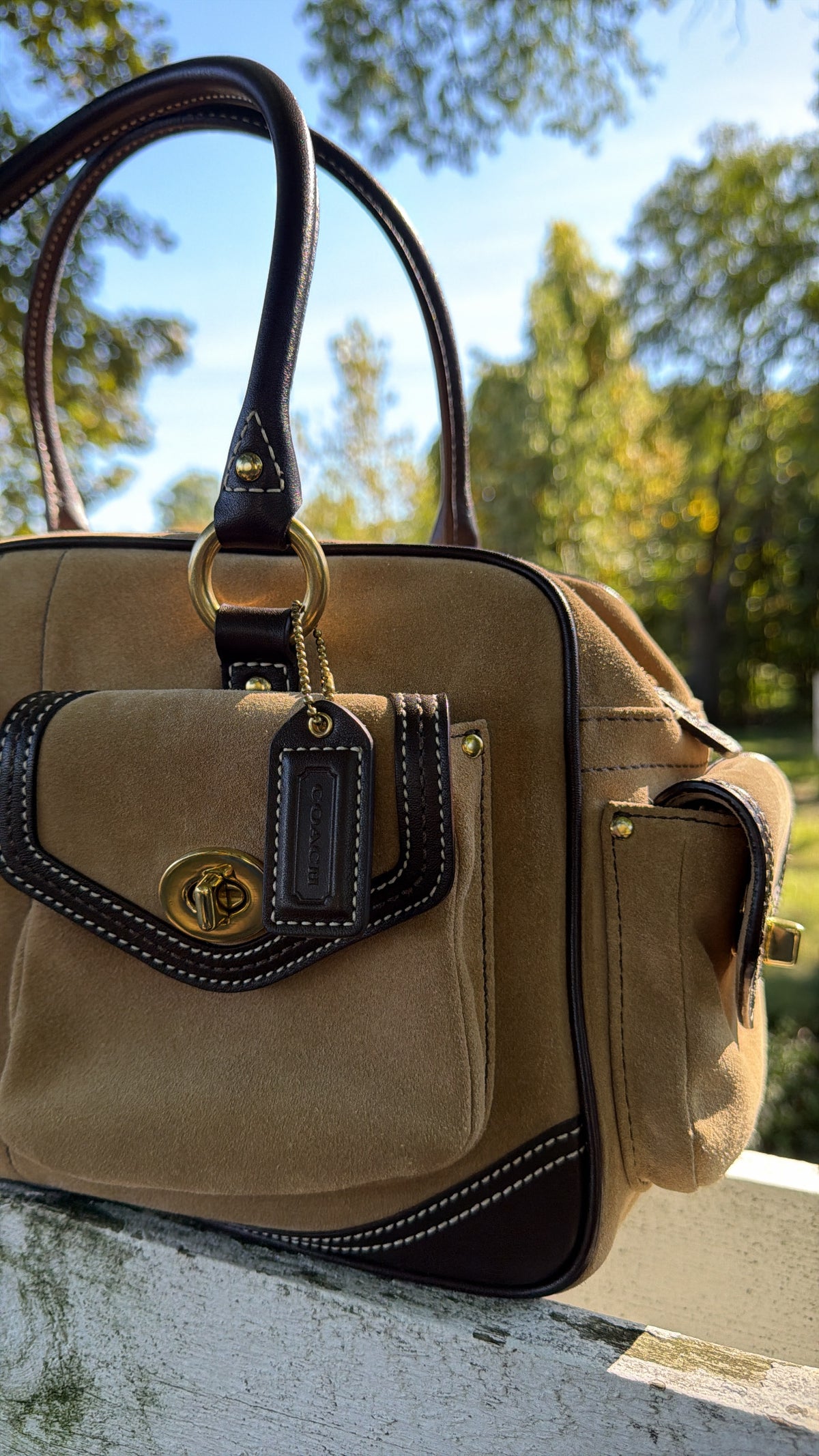 Vintage Coach Daphne Legacy Suede & Leather Satchel Bag 3681