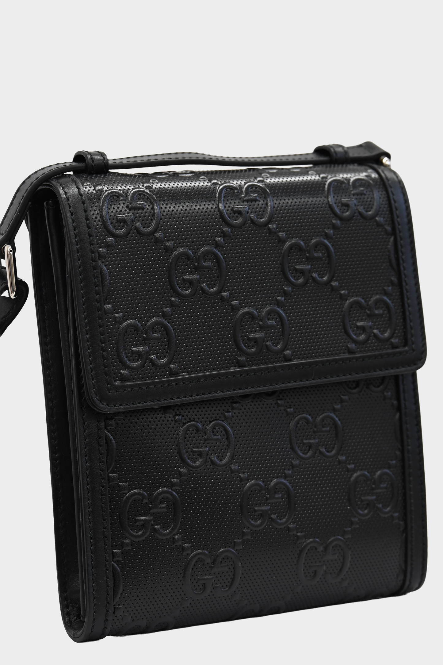 Gucci GG Embossed Perforated Leather Crossbody