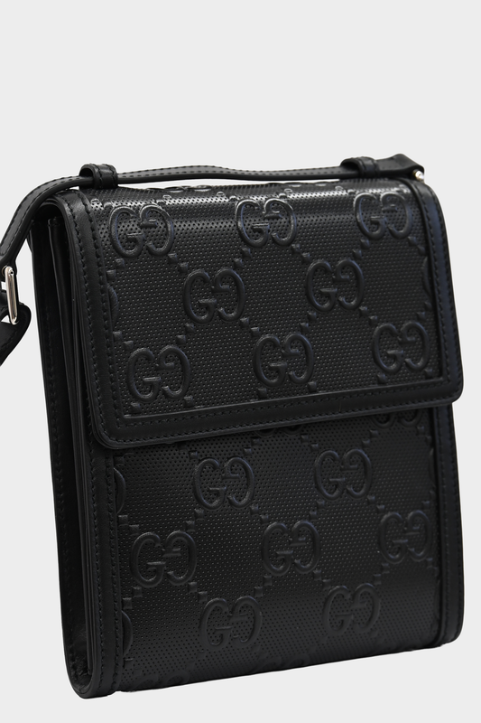 Gucci GG Embossed Perforated Leather Crossbody