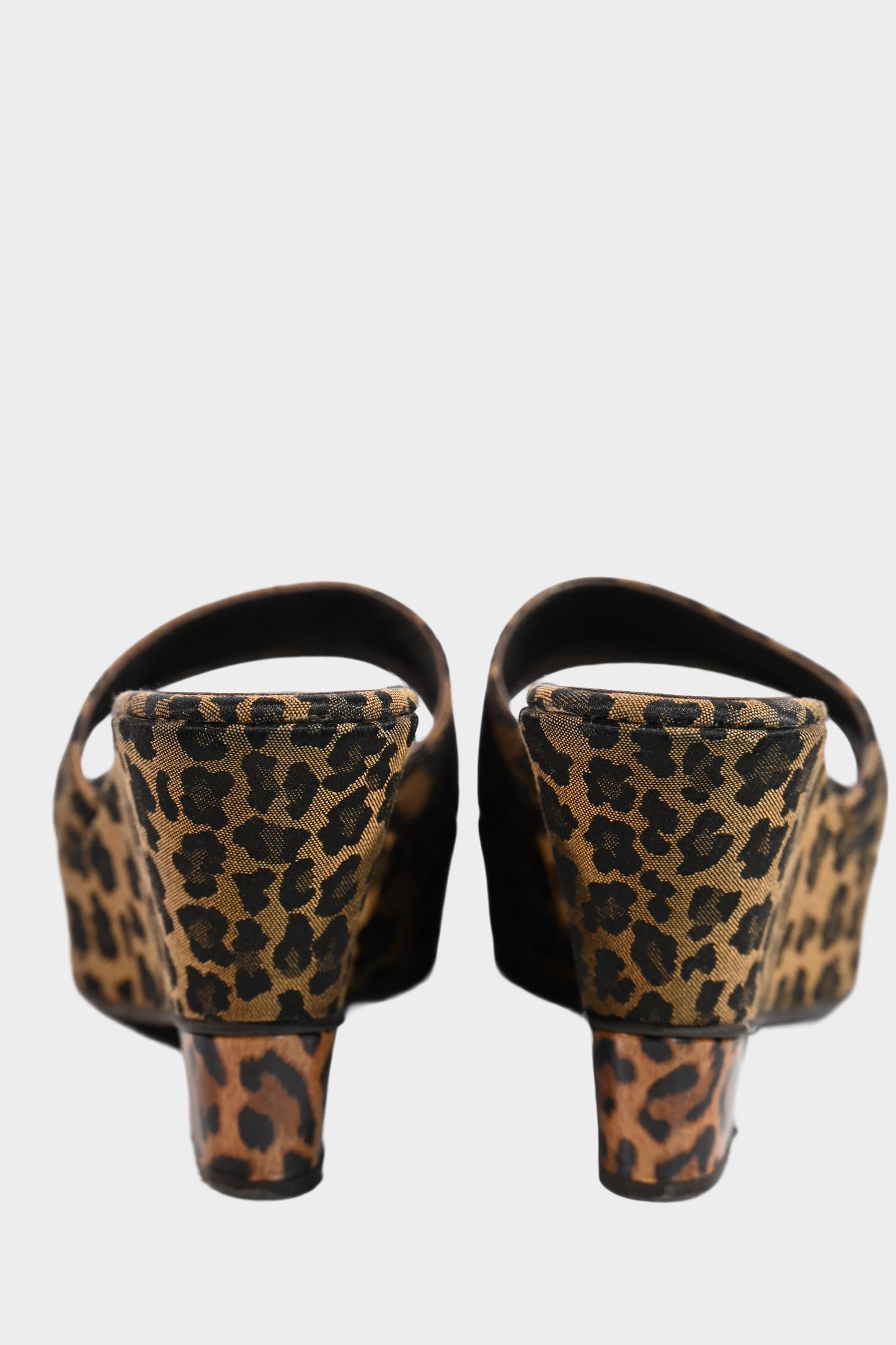 Fendi Zeppa Leopard Jacquard Wedge Mules Size 38.5