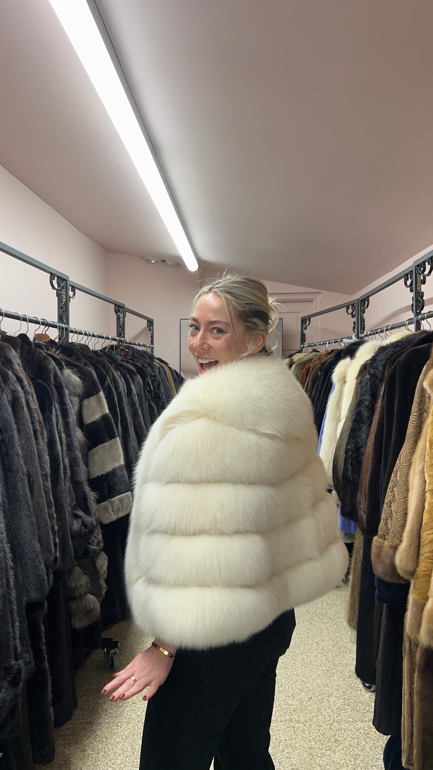 SAGA Furs White Fox Fur Cape Wrap
