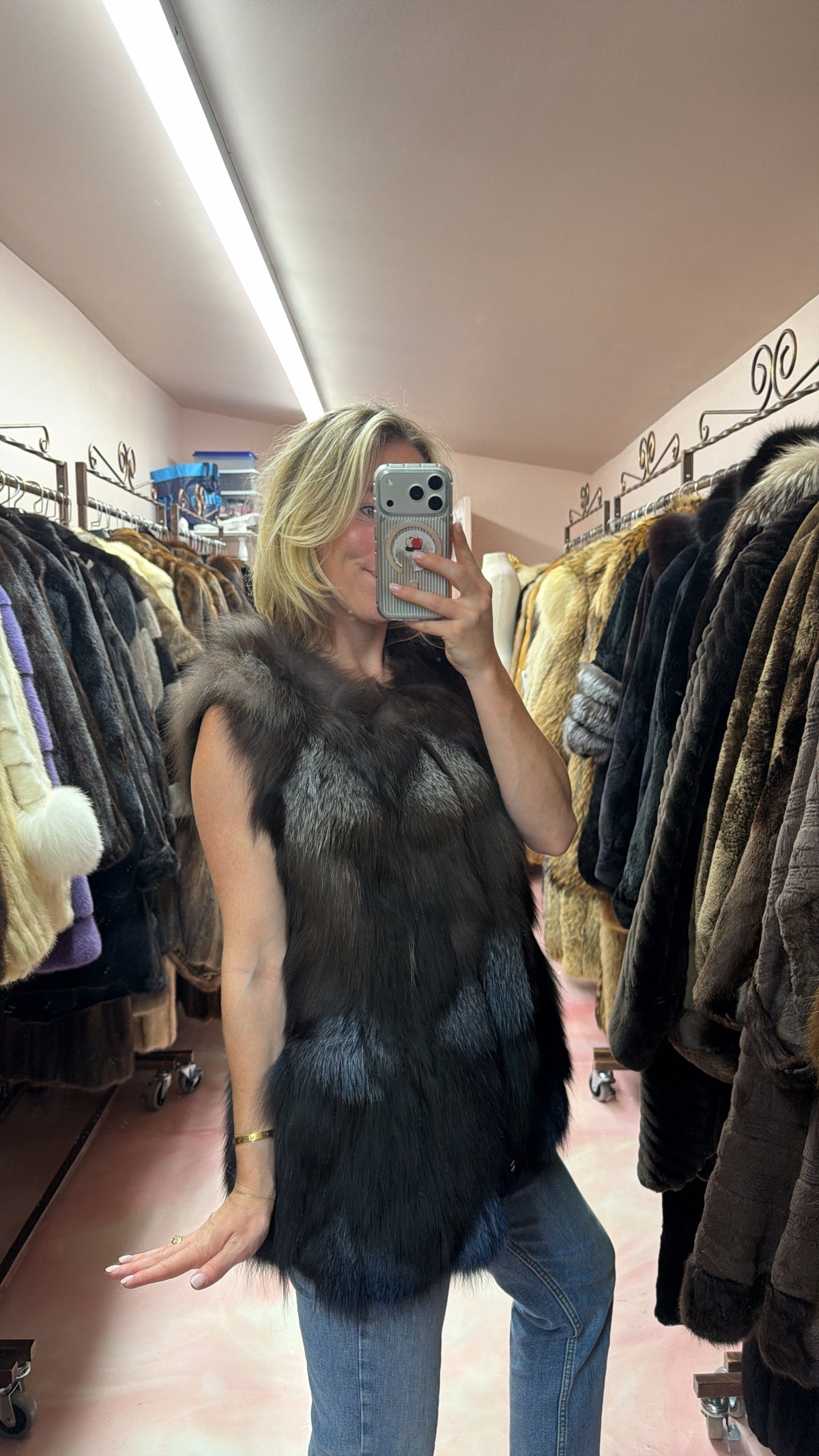 Neiman Marcus Silver Fox Dyed Vest