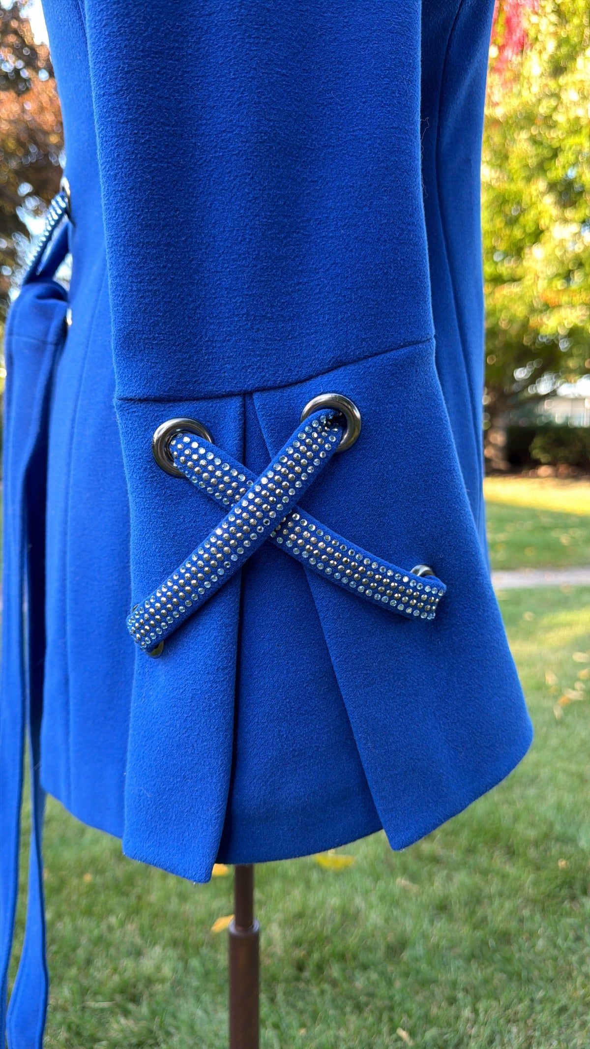 Carlot Corp. Cobalt Blue Wool Jacket with Removable Fox Fur Collar