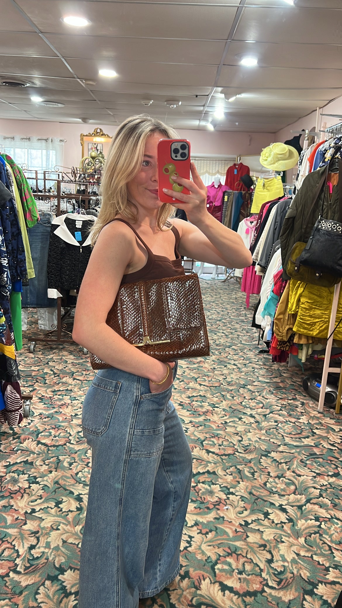 Vintage Genuine Snakeskin Clutch Crossbody