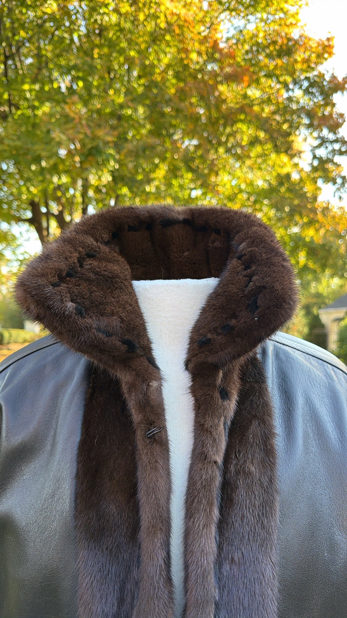 Neiman Marcus Mink Fur & Leather Whipstitch Reversible Jacket