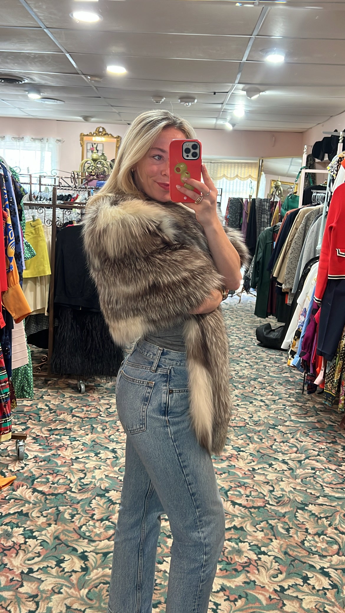 Silver Fox Cropped Fur Jacket