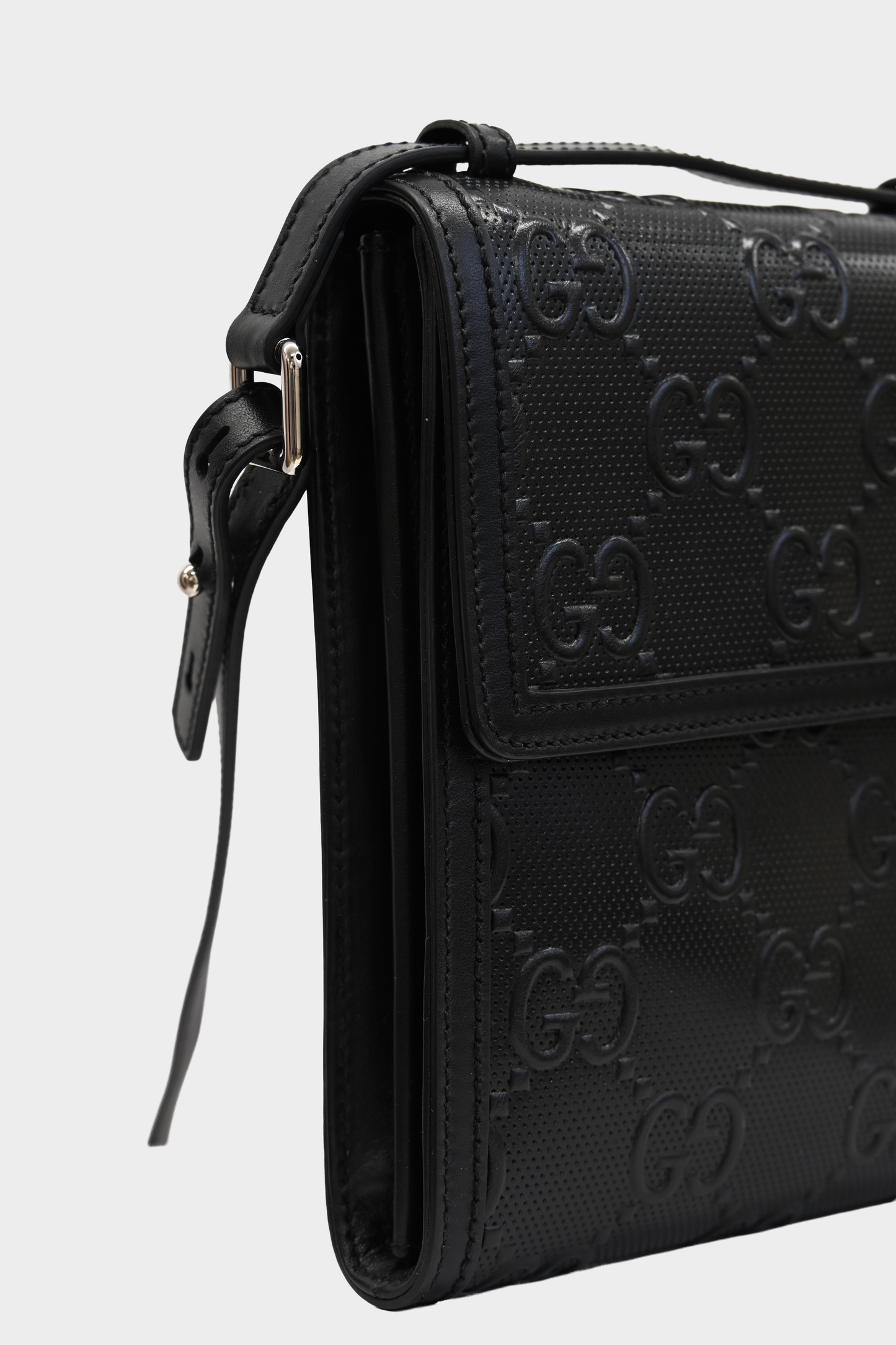 Gucci GG Embossed Perforated Leather Crossbody