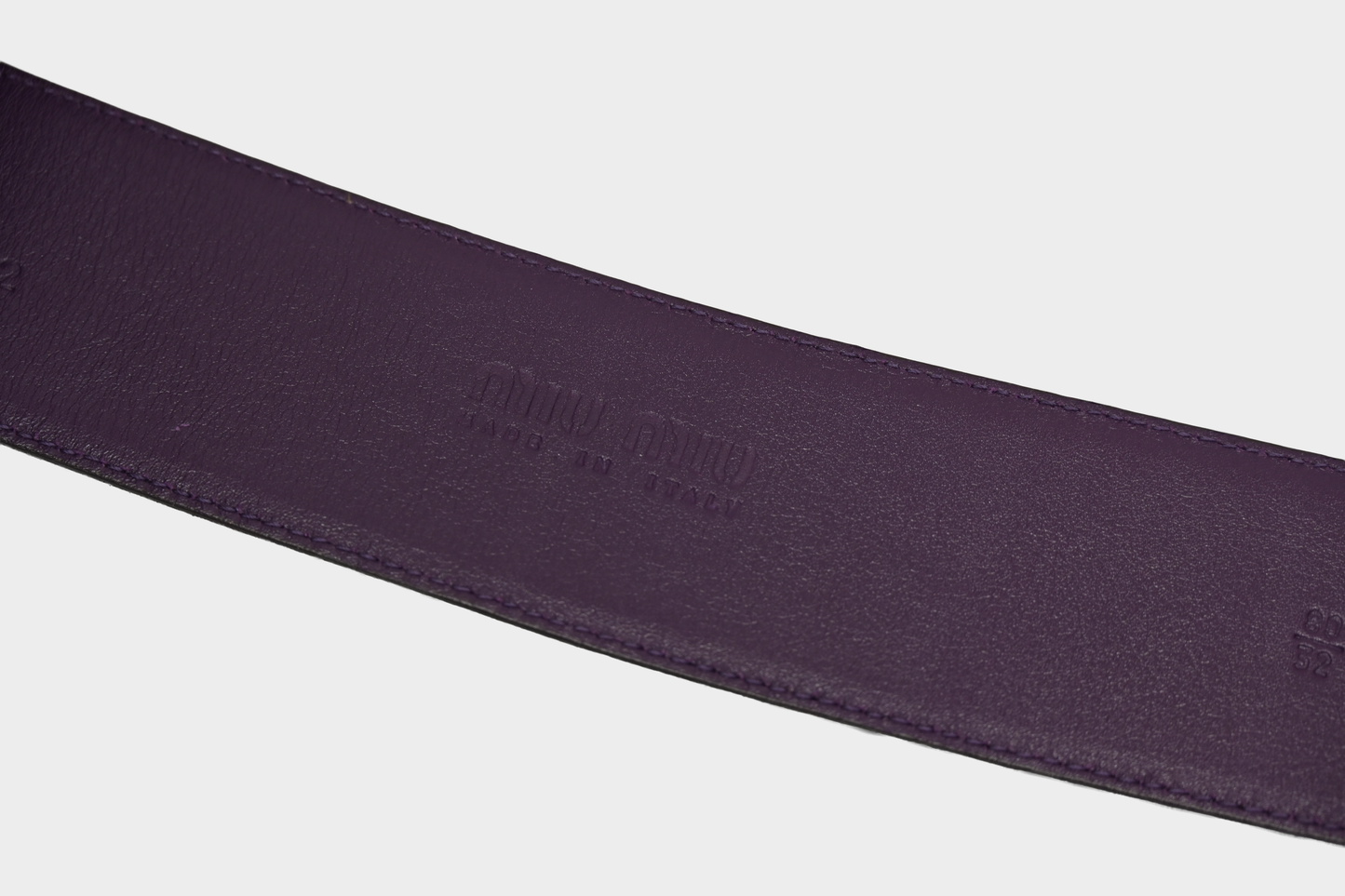 Vintage Miu Miu Purple Leather Belt with Gold Enamel Statement Buckle