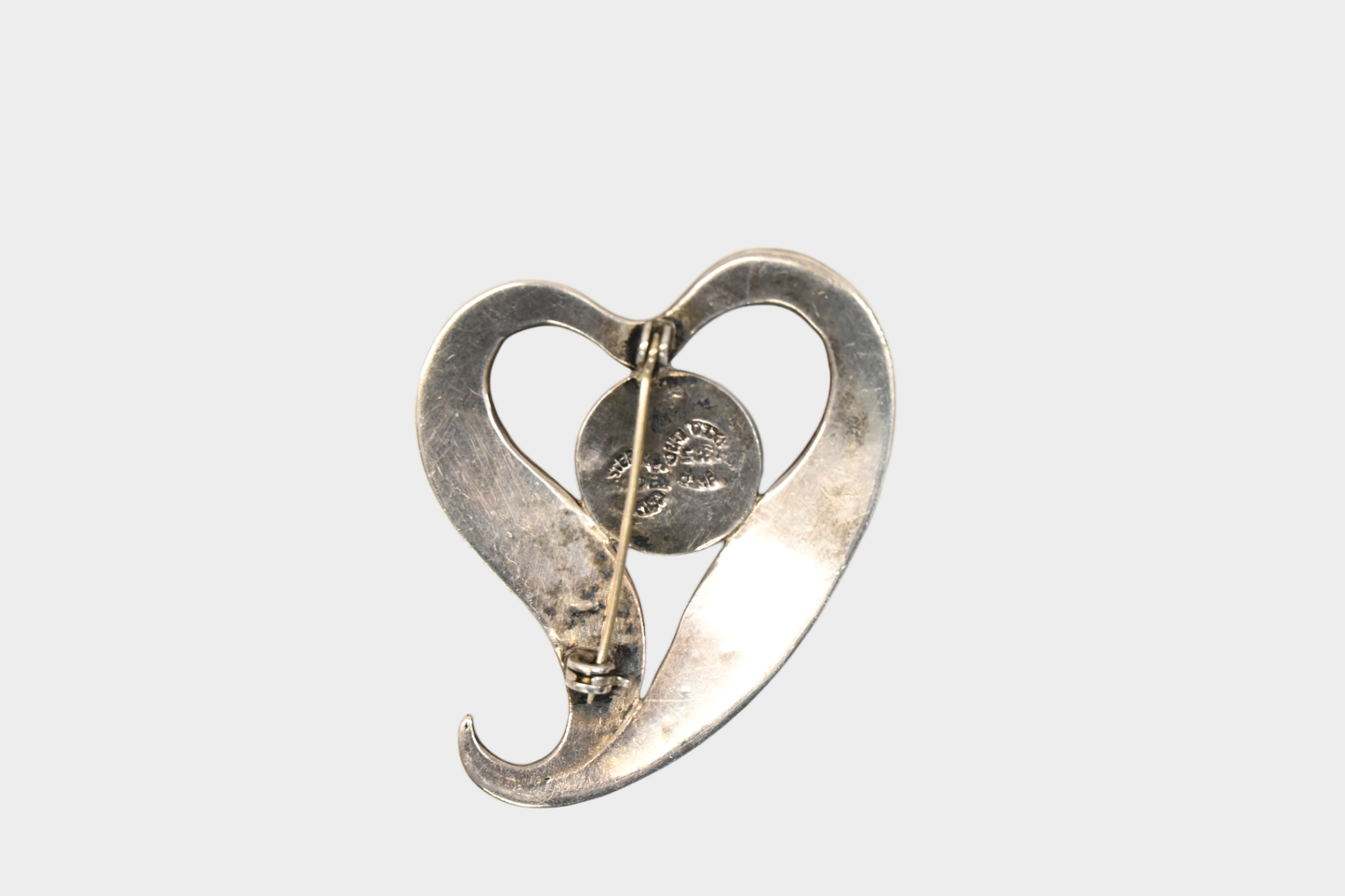 Sterling Silver Amethyst Heart Brooch Pin