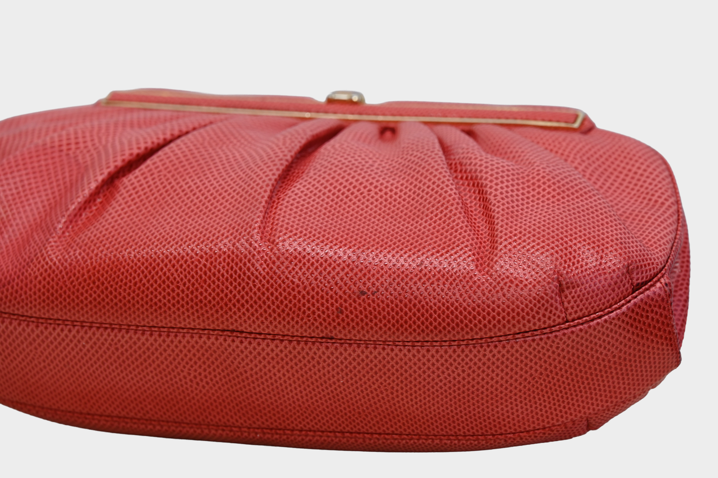Vintage Judith Leiber Red Leather Jewel Clutch Bag