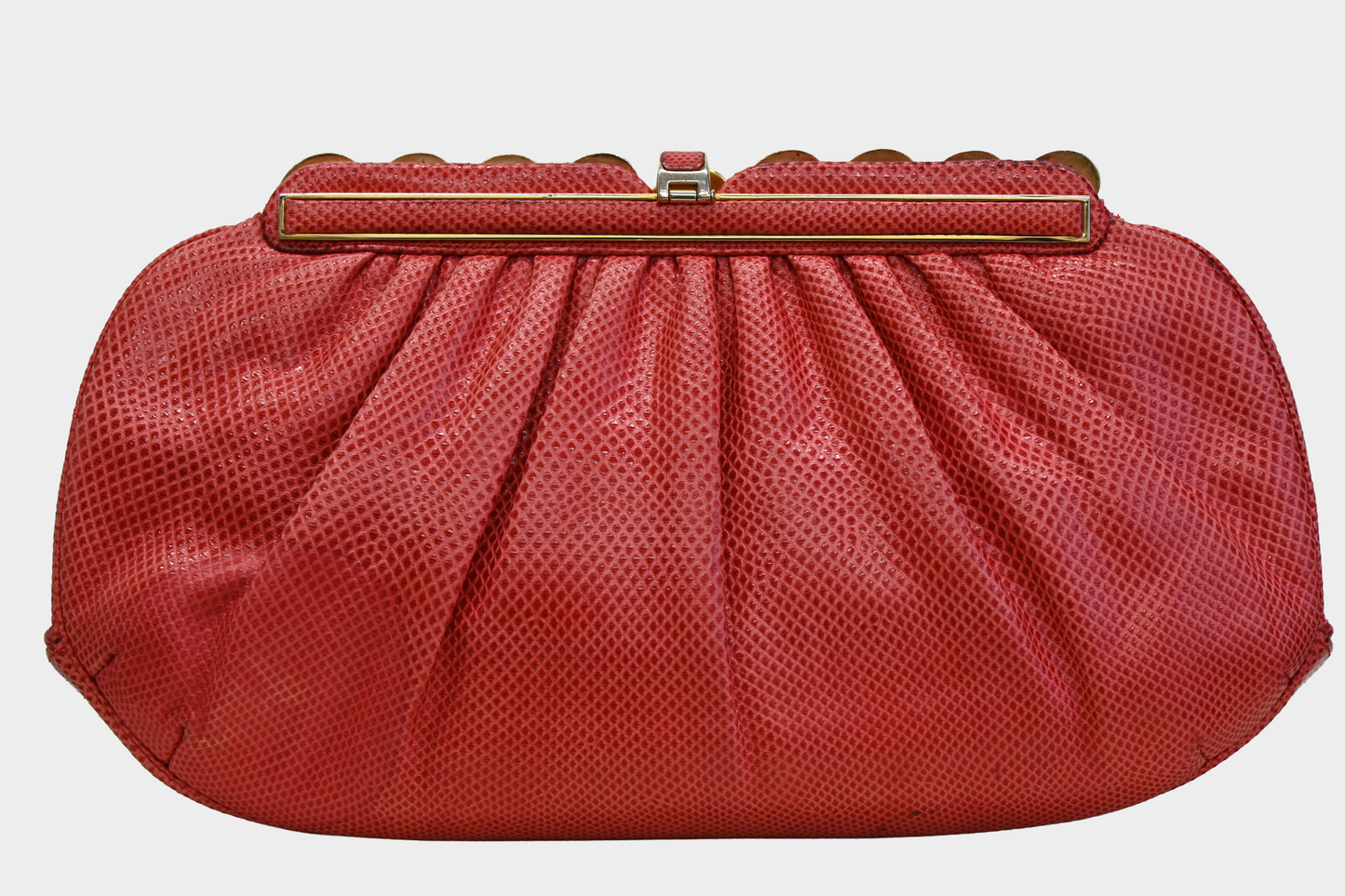 Vintage Judith Leiber Red Leather Jewel Clutch Bag