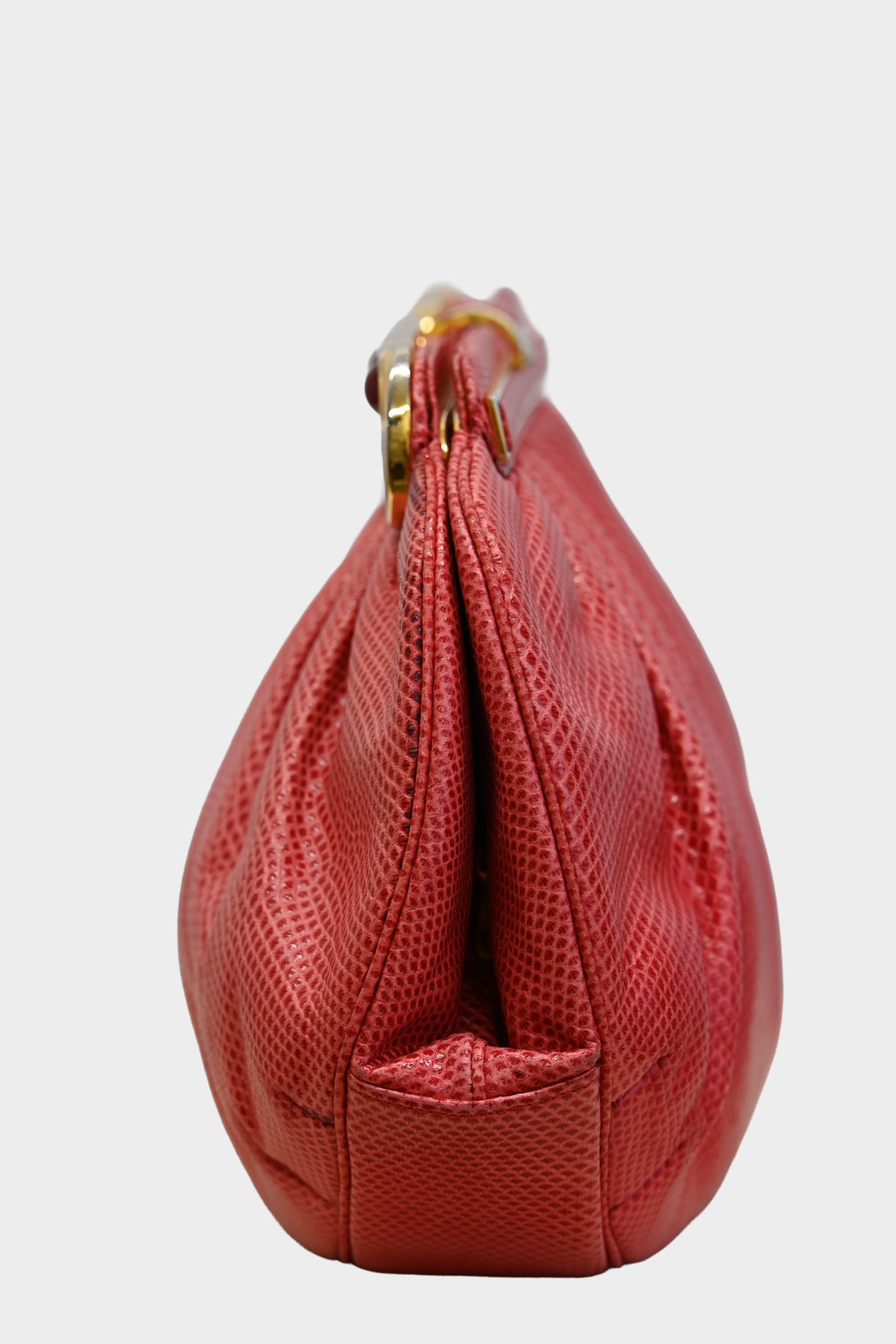 Vintage Judith Leiber Red Leather Jewel Clutch Bag