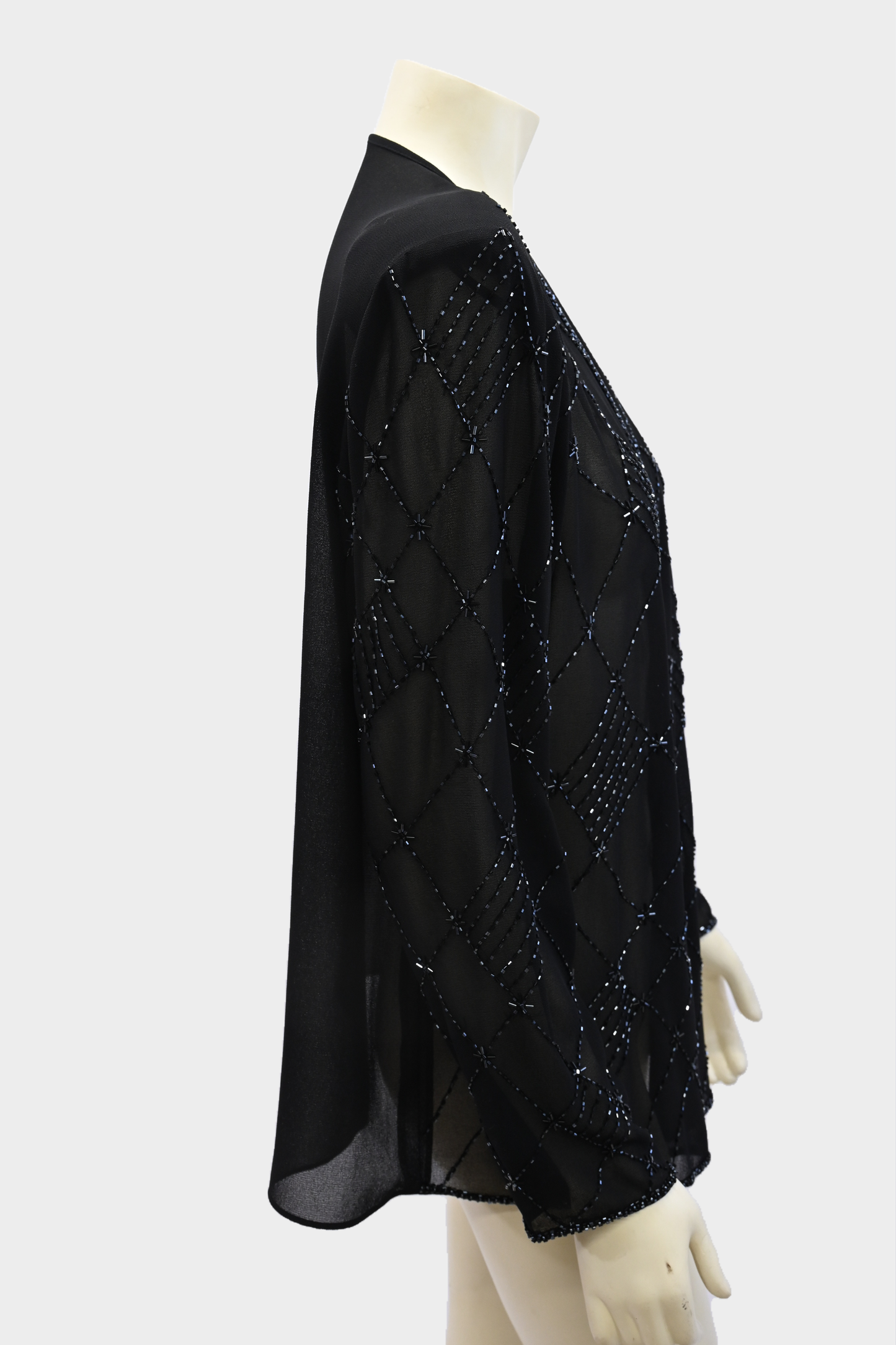 Vintage Black Sheer Beaded Evening Jacket